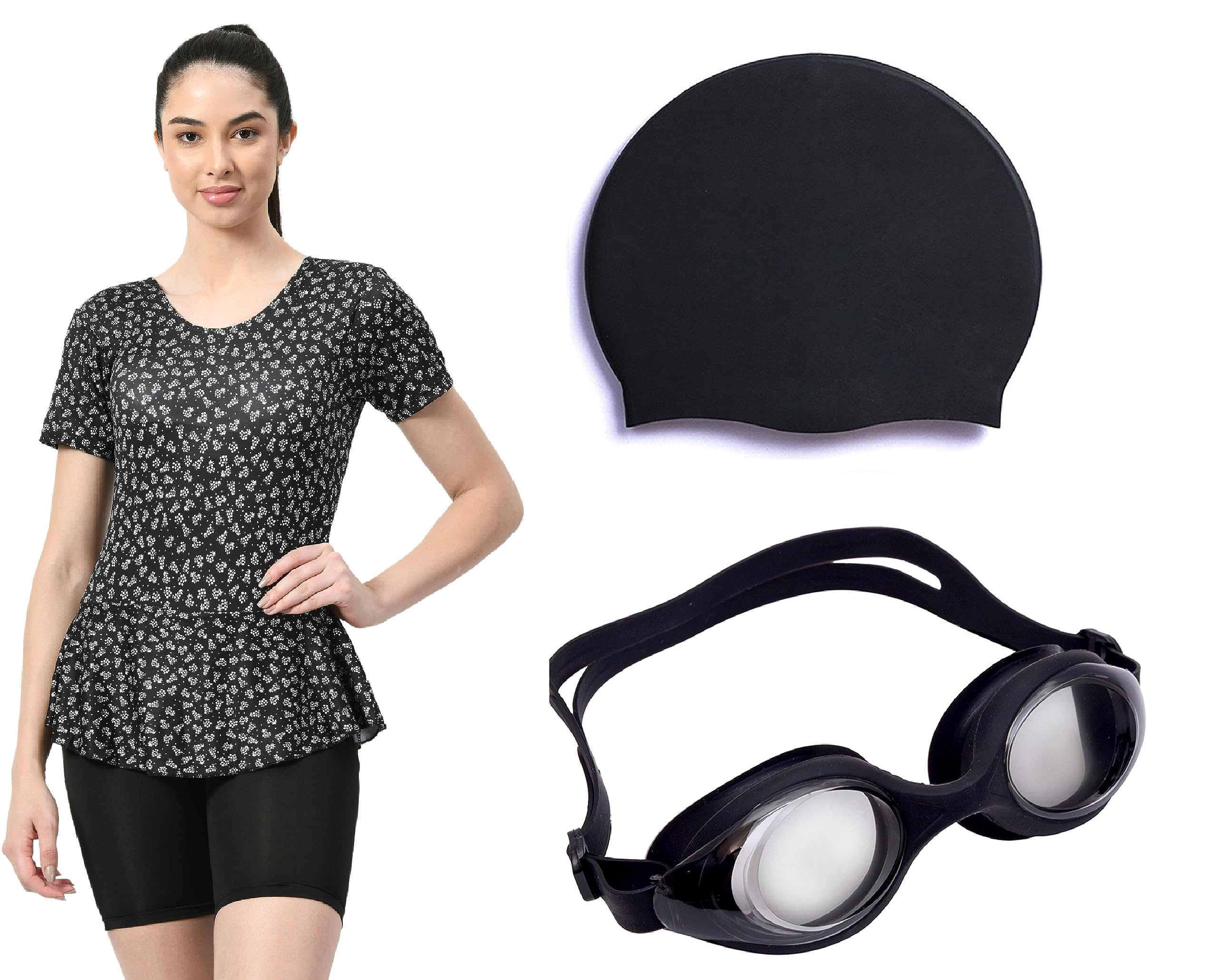 JMT Wear Swimming Kit with Swimming Costume Swimming Goggles Silicone Swimming Cap Ear Plugs and Nose Plugs for Womens L (B09WRG4YHT) Amazon Price History, Amazon Price Tracker