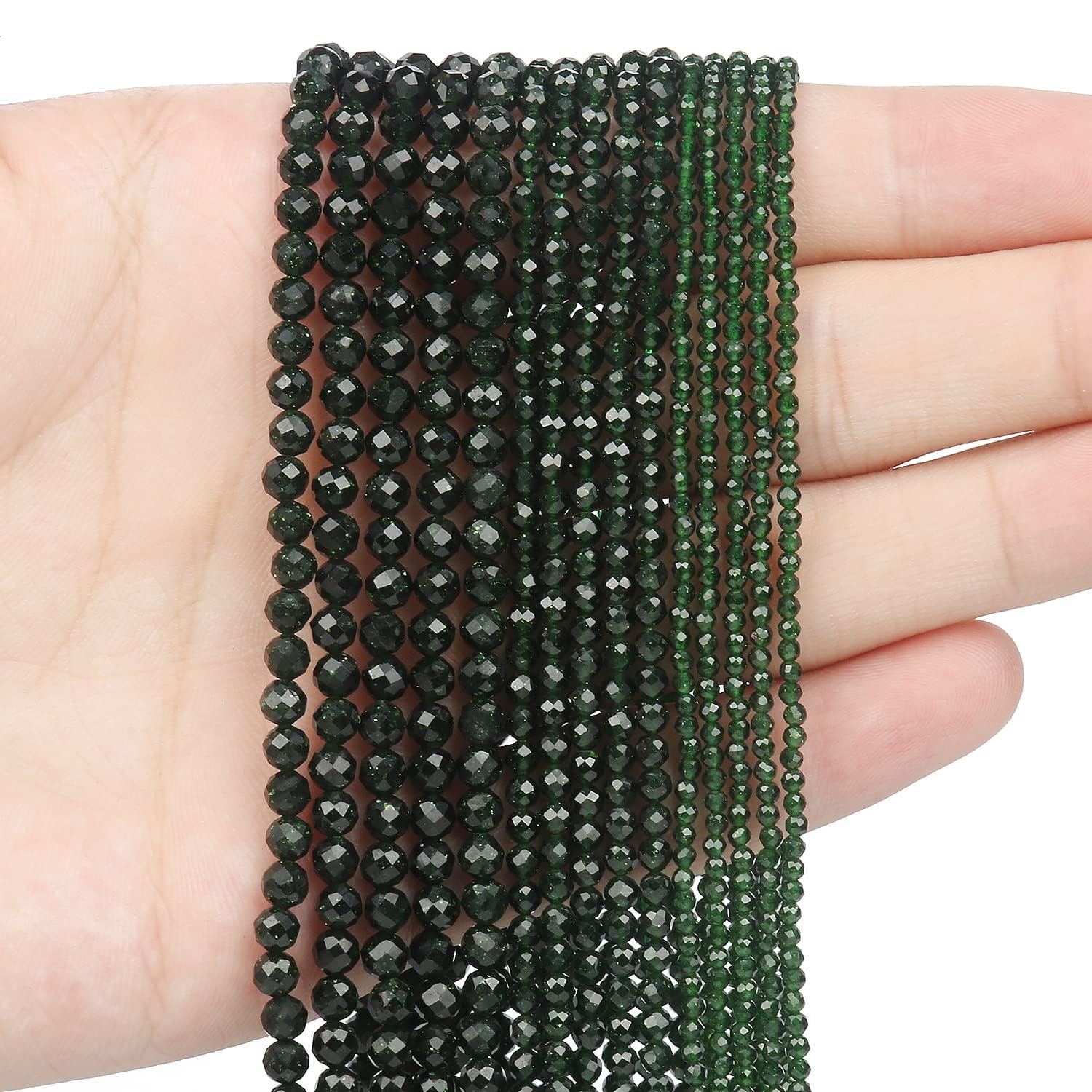3mm 120pcs Natural Green Sandstone Stone Beads, Songxi Small Faceted Round Loose Gemstone Beads for Jewelry Making, DIY Art and Craft, Bracelet Beads for Necklace (1 Strand)