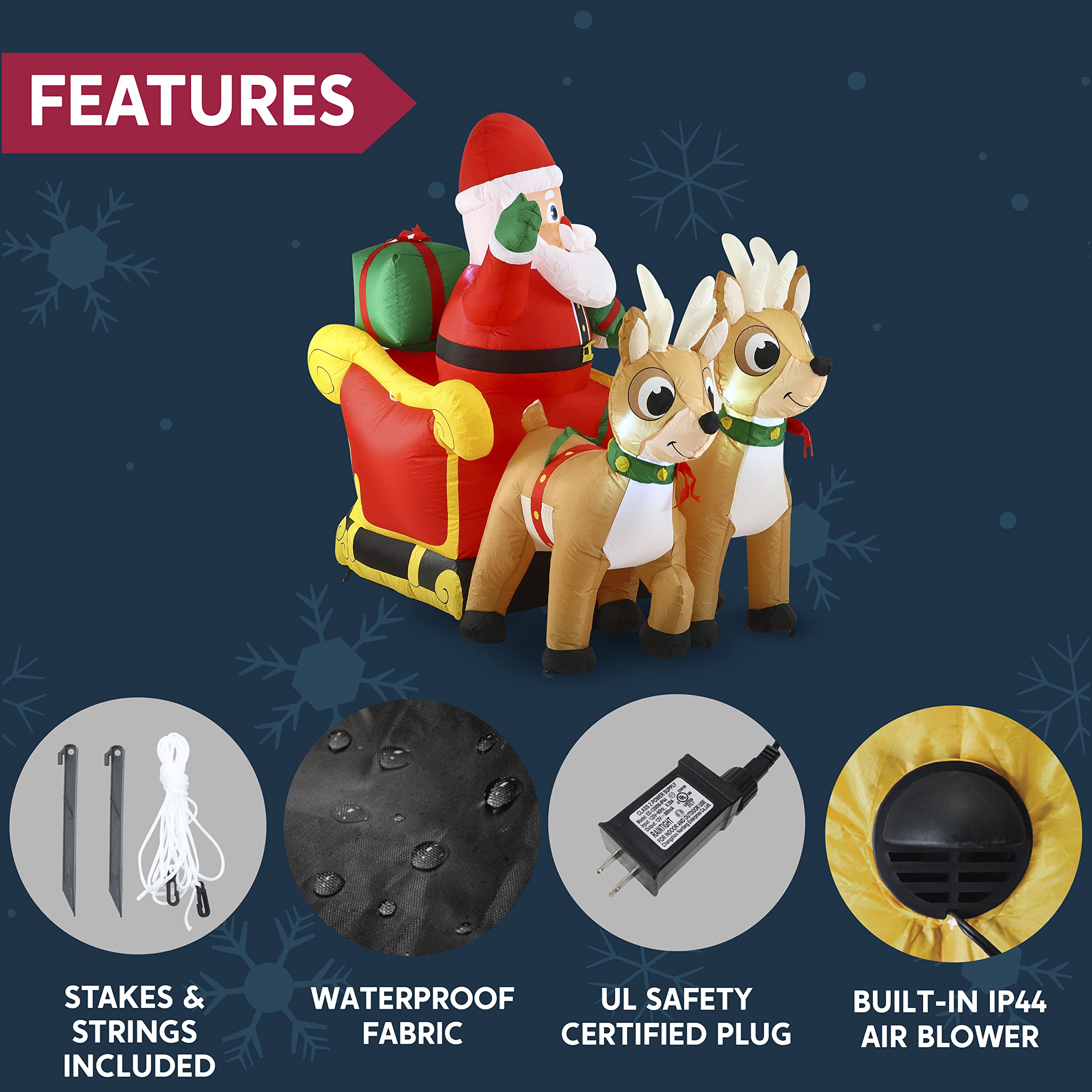 6フィート 高クリスマスインフレータブル 屋外クリスマス装飾 サンタクロース Amazon.co.jp: 6フィート クリスマス 空気注入式 サンタクロース