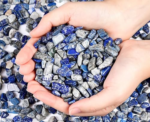 DUQGUHO Piedras de cristal de lapislázuli natural a granel, piedras trituradas de cristal curativo para plantas suculentas, maceta, rocas, jarrón,