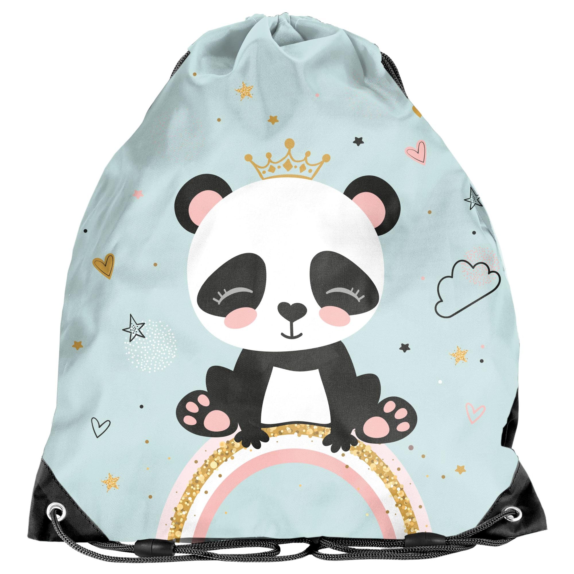 Sacca Sportiva Bambini Motivo Panda - 36x32 Cm, Poliestere Leggero Per Scuola E Sport