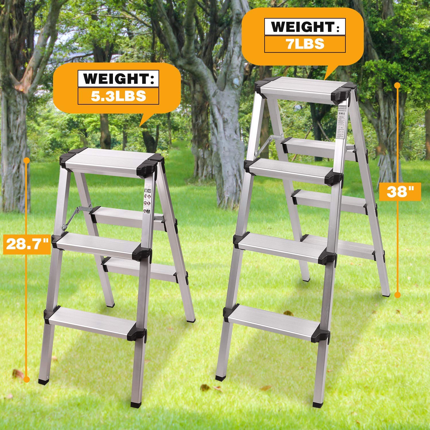 HBTower 3 Step Ladder, Folding Step Stool with Wide AntiSlip Pedal