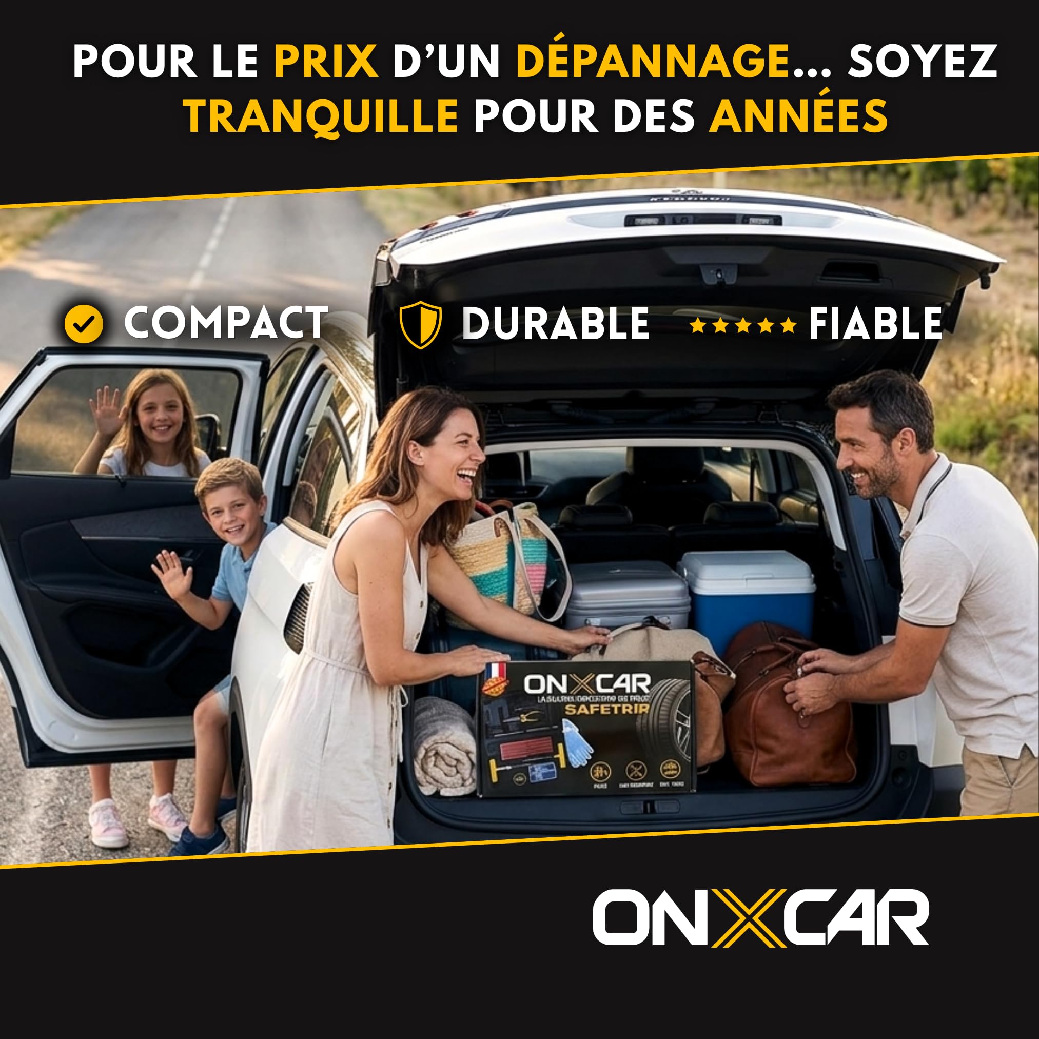 Kit Réparation Pneu Voiture avec Mèches Tubeless – Kit Anti Crevaison Voiture, Outil Tire Repair pour Réparer un Clou, Compatible Auto, SUV, Moto, Camping-Car