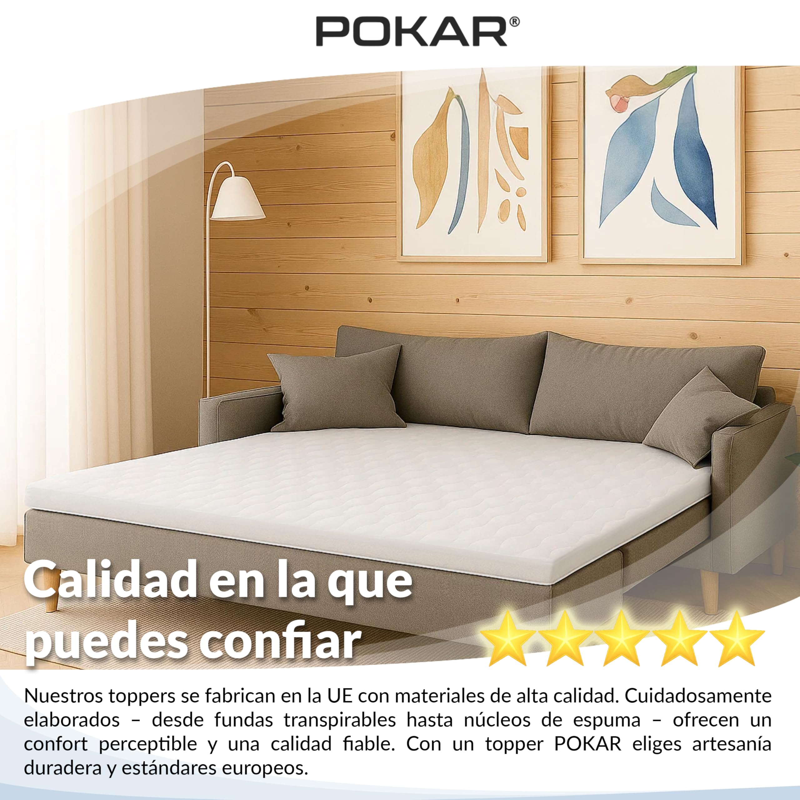 POKAR Protector de Colchón Acolchado Topper de la Cama Canape 130 x 190 cm
