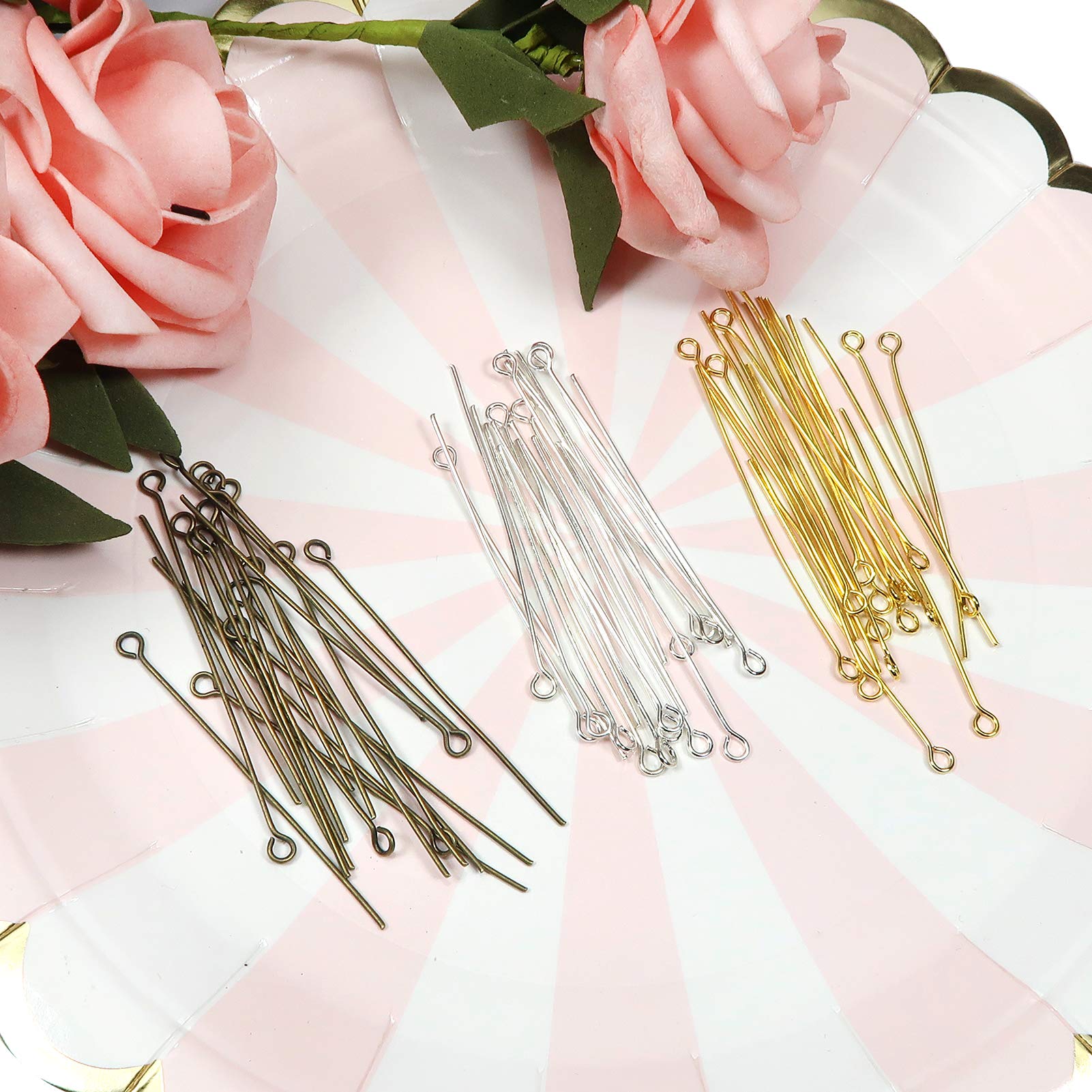 TOAOB 300 Chiodini Occhiello Metallo 50mm - Kit Fai Da Te Per Creare Gioielli Color Oro, Argento E Bronzo Antico - Foto 6