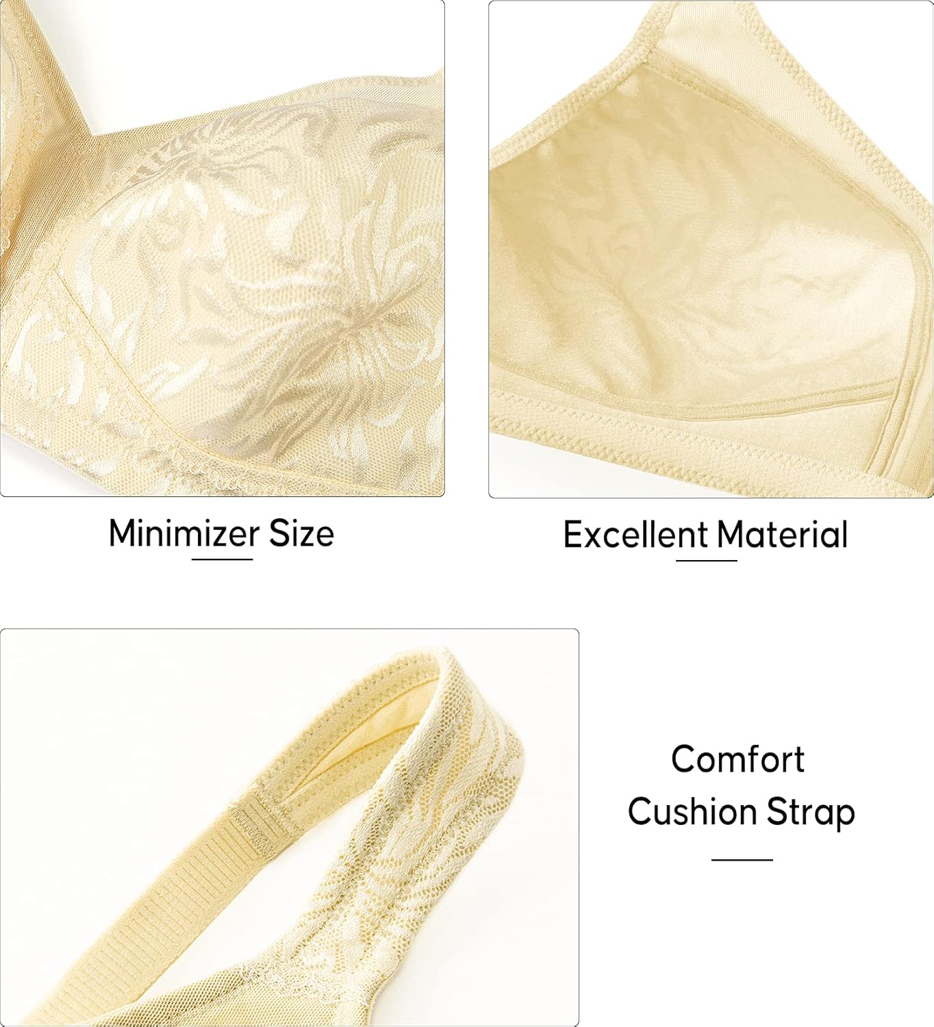 ZeroBound Women's Minimizer Bras Comfort Cushion Strap Wirefree Full Coverage Large Bust Non-Padded Bra - Image 5