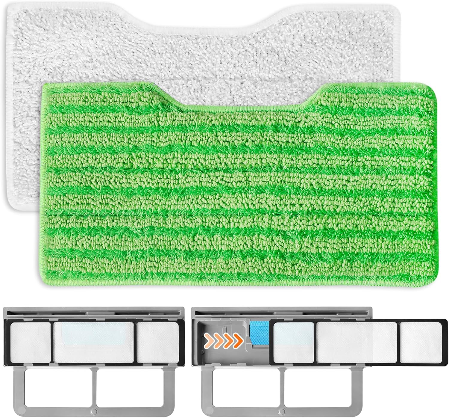 Reusable Replacement Pads Compatible with Shark Vac Pad VM252 VM251 VM200 VM200C VM190 VM252C QM250 VM250 VC205 Vacuum Mops Vacuum Mop Refills Upgraded Design of Dirt Chamber, 1+2+4 Pack