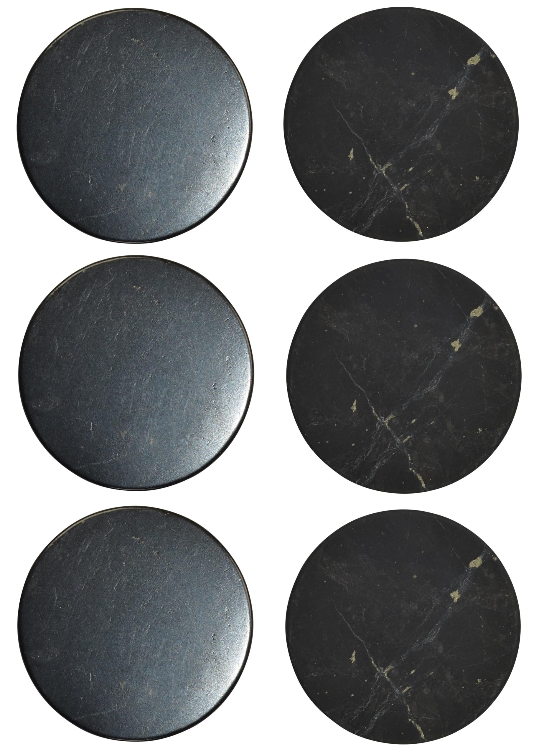 6 pcs Shungite Stickers Set Round 20 mm Polished and Unpolished (3 of Each) for Cell Phone Case Tablet Laptop Computer - Energy Shungite Stones Protection Plate with Carbon Fullerenes