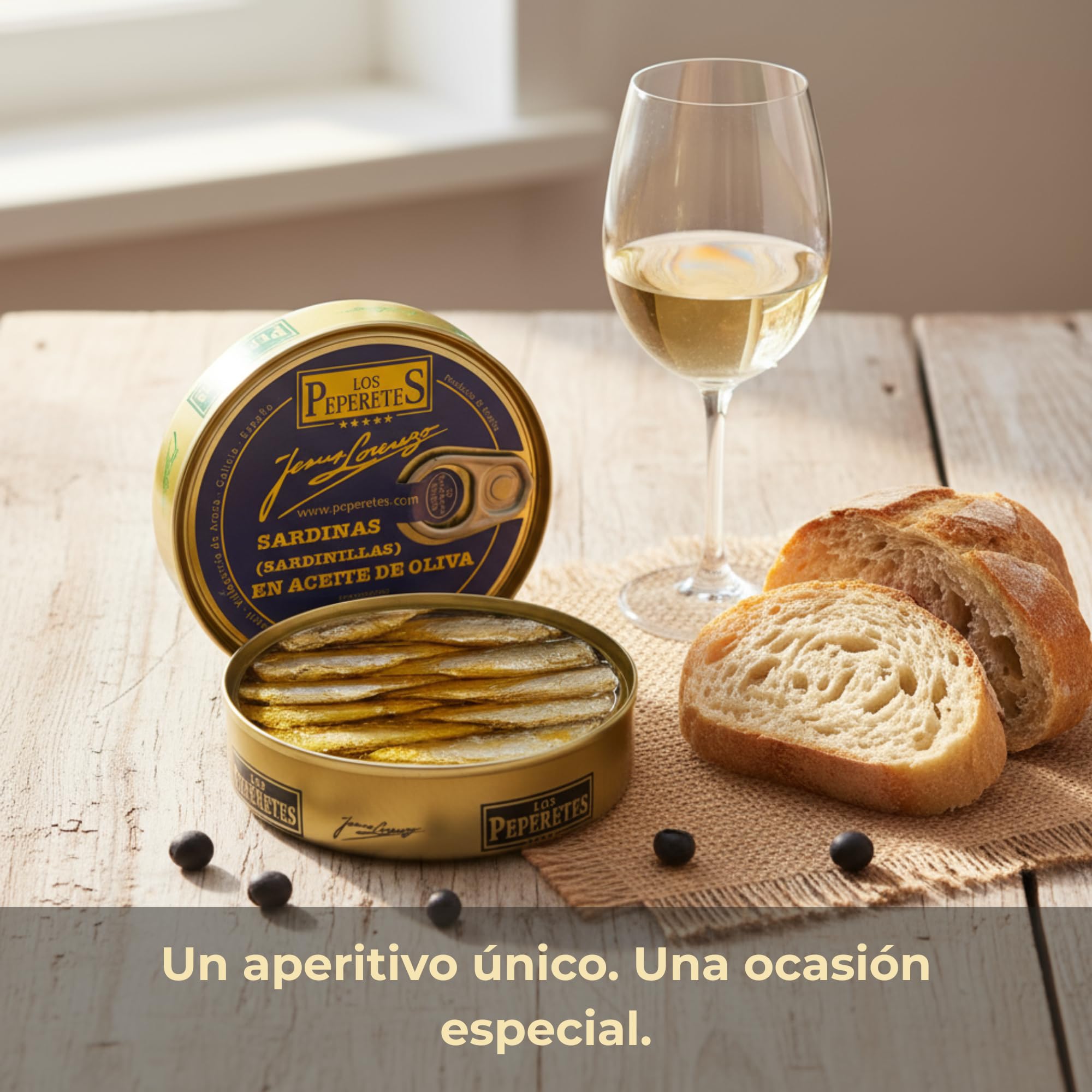 LOS PEPERETES Sardinillas Galiziane in Olio d’Oliva Extravergine 120 g | Piccole Sardine Gourmet | Conserva Artigianale Premium | Pesce Azzurro delle Rías Gallegas