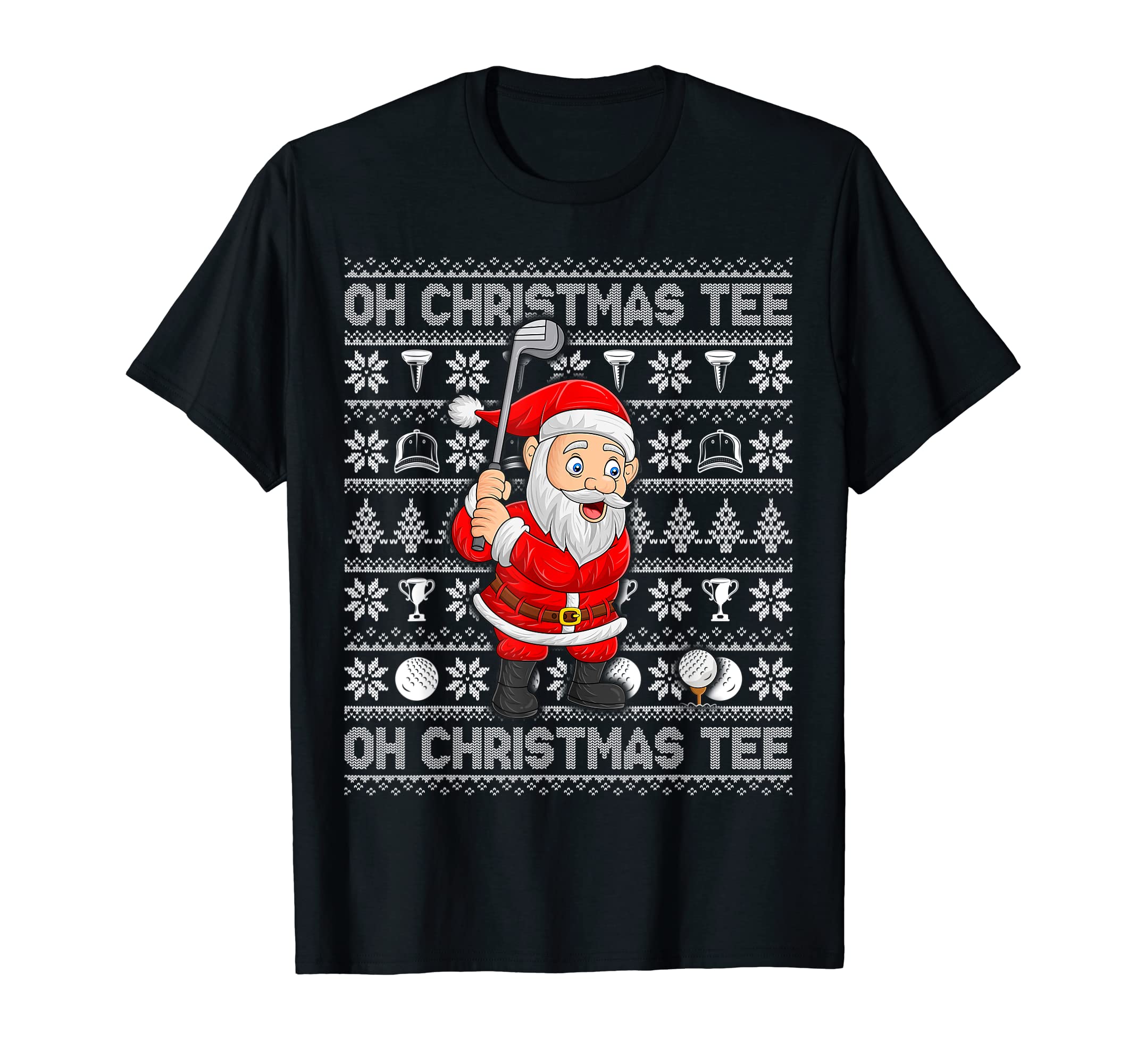 Santa Playing Golf Christmas GiftsOh Christmas Tee Xmas Ugly Santa Playing Golf Christmas T-ShirtOEKO-TEX STANDARD 100