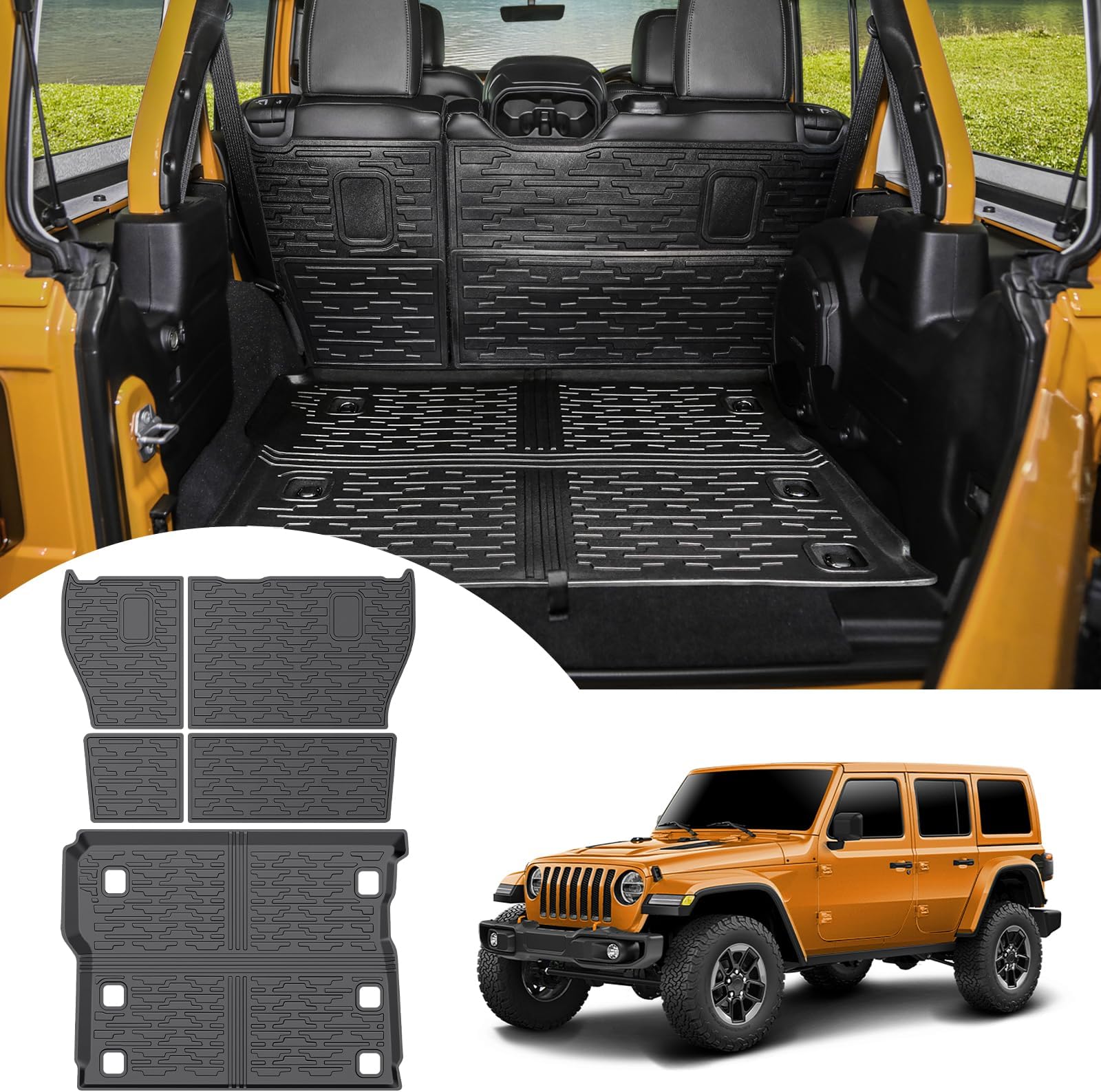 Utiiy Cargo Mat with Seat Back Cover Fit for 20182024 Jeep