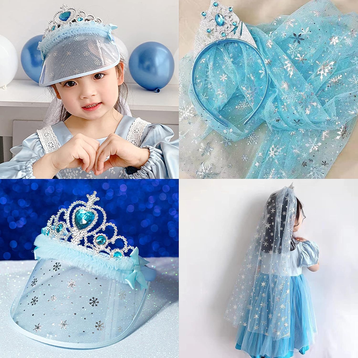 SUJAYU Sheer Fabric, Snowflake Silver Foil Organza Fabric, Snowflake Tablecloth Birthday Party Supplies Party Decorations, Christmas Tree Skirt Christmas Decorations Clearance (59" x 118", Blue)