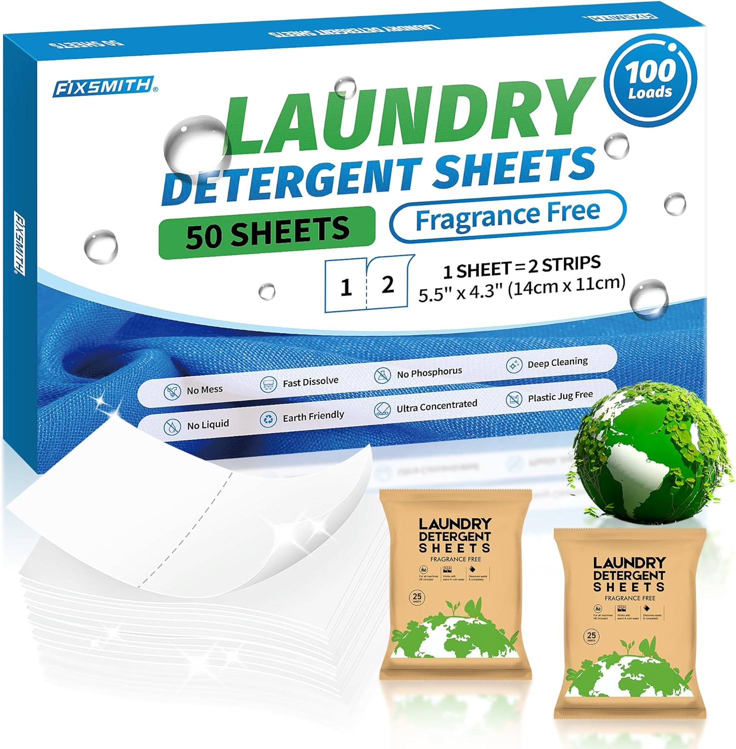 Laundry Deternt Sheets - 100 Loads Fresh Linen Scent -