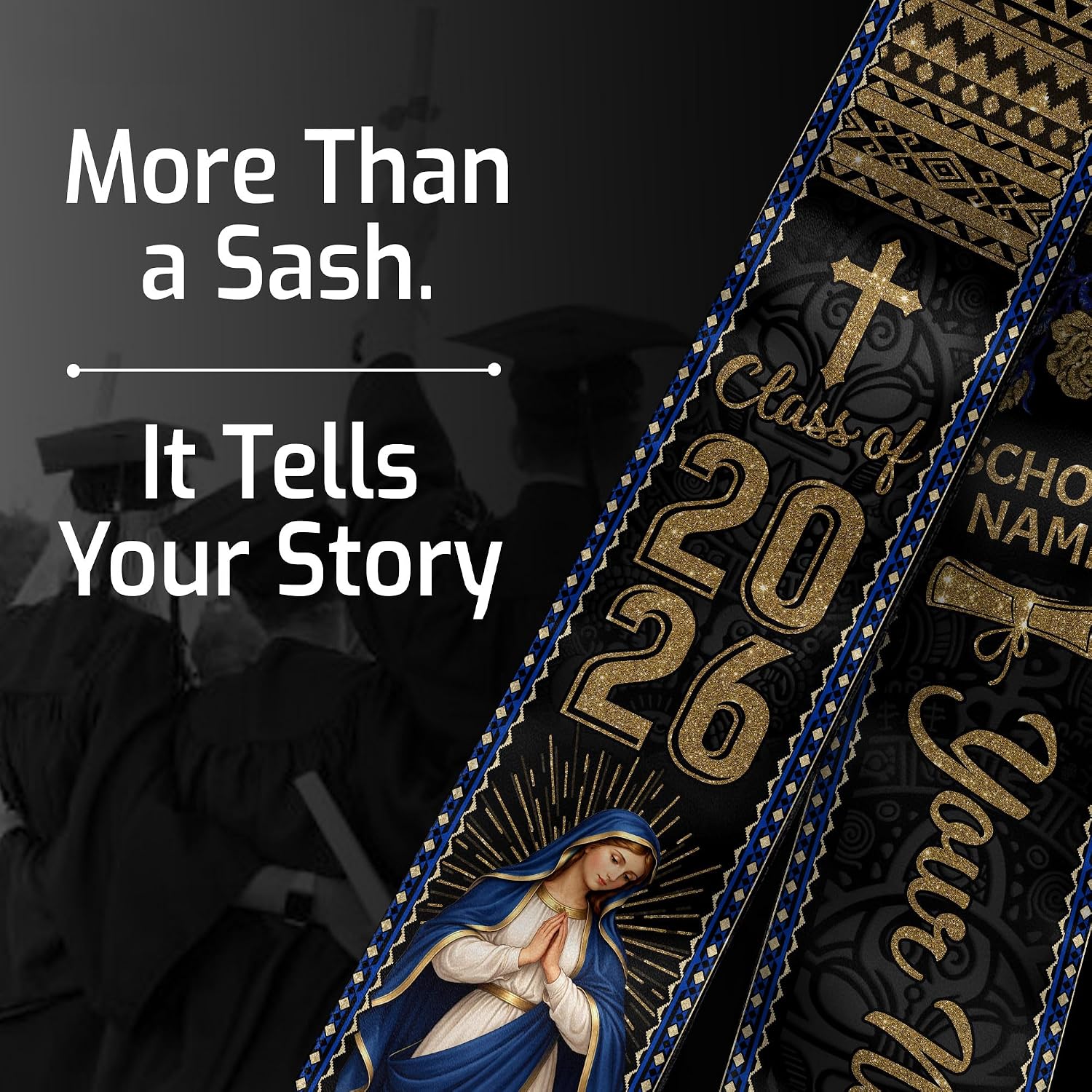 Personalized Puerto Rico Graduation Stole, Custom Graduation Sash 2026, Class Of 2026, Puerto Rican Flag Stole