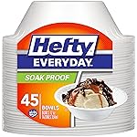 Hefty Everyday Soak-Proof Foam Bowls, White, 12 Ounce, 45 Count