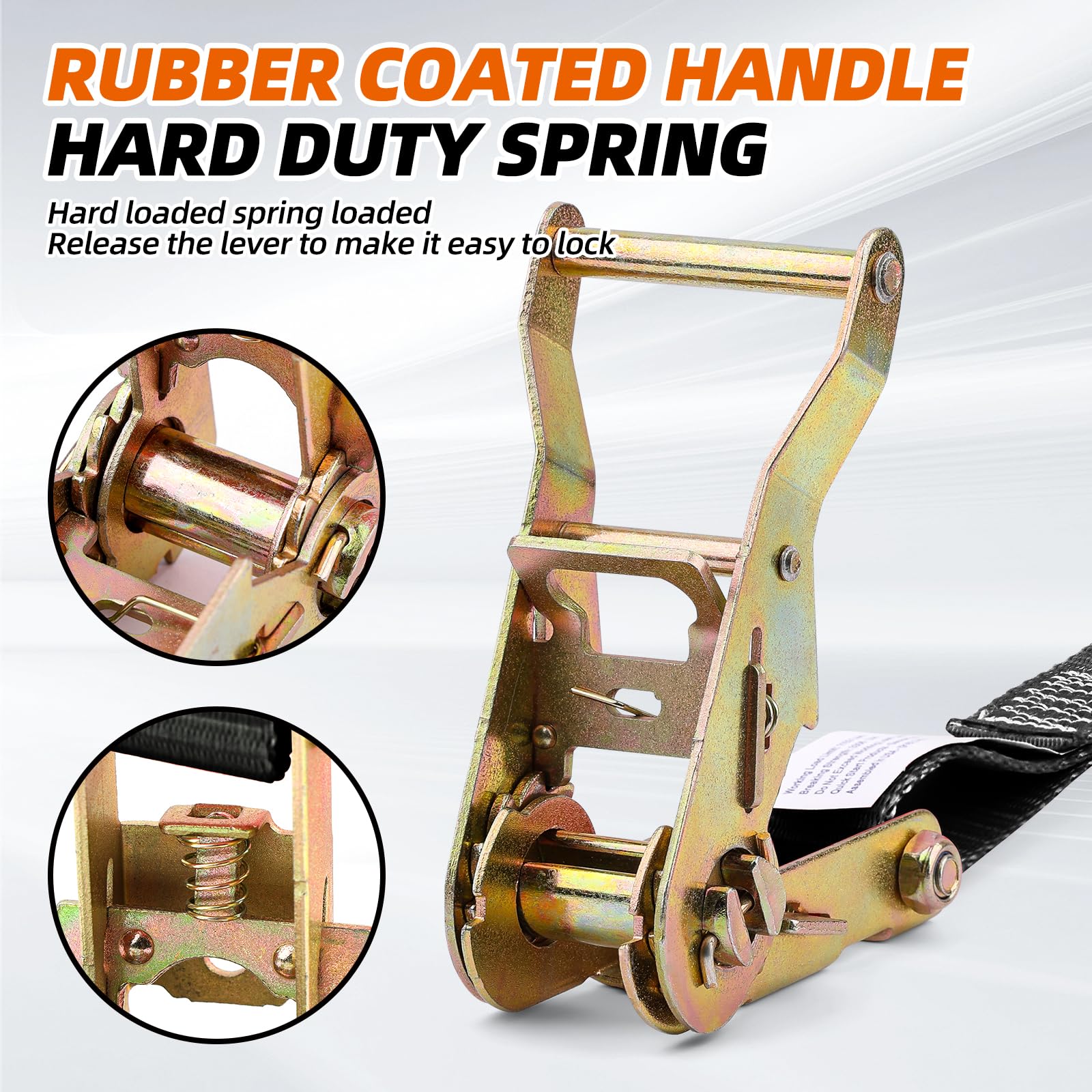 Heavy Duty Ratchet Strap – (4PK) Premium Tie Down Straps for Moving & Securing Cargo – Coated Deep S-Hook & Extra Safety with Lockable Release - Made in USA (Black, 6 FT)