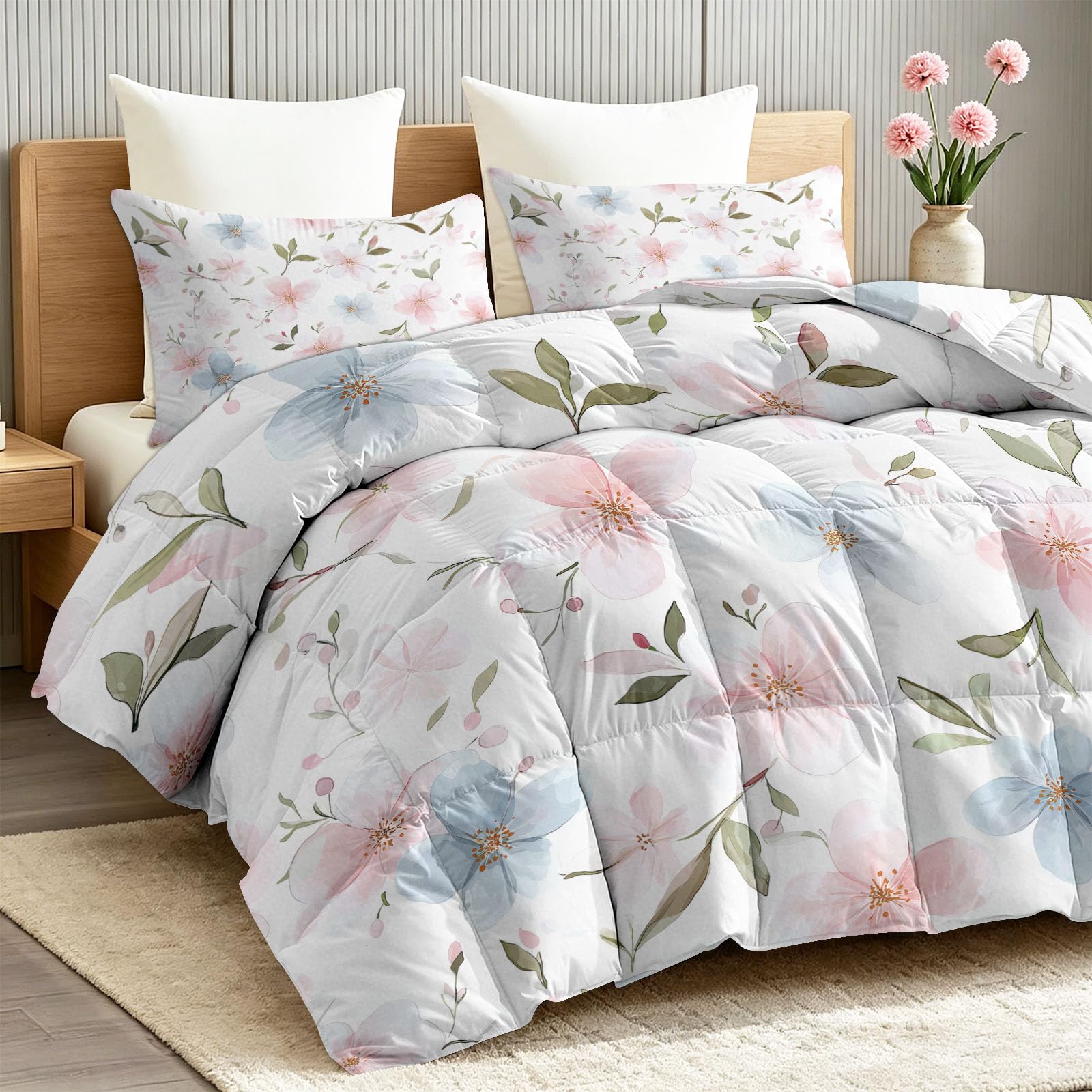 Couette sans Housse 180x200 cm Imprimé Fleurs Roses