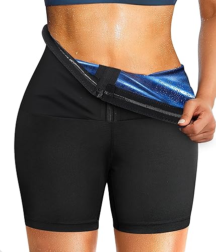SCARBORO Pantalones cortos de sauna para mujer, cintura alta, entrenamiento, compresión, adelgazamiento, entrenamiento, sauna, traje moldeador