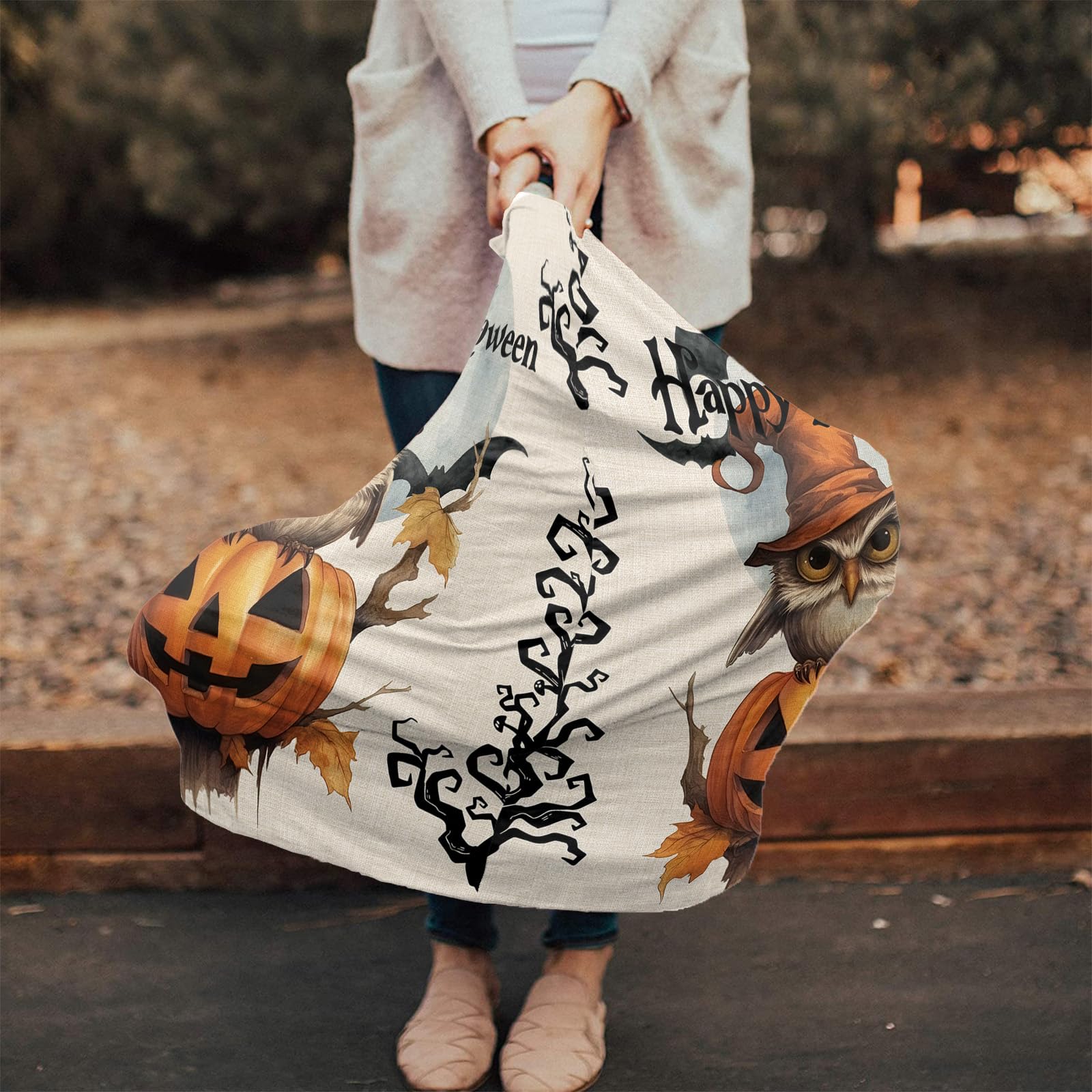 Nursing Cover for Breastfeeding Scarf, Halloween Branch Pumpkin Baby Car Covers Super Soft Multi Use for Canopy Shopping Cart Cover Blanket Stroller Cover