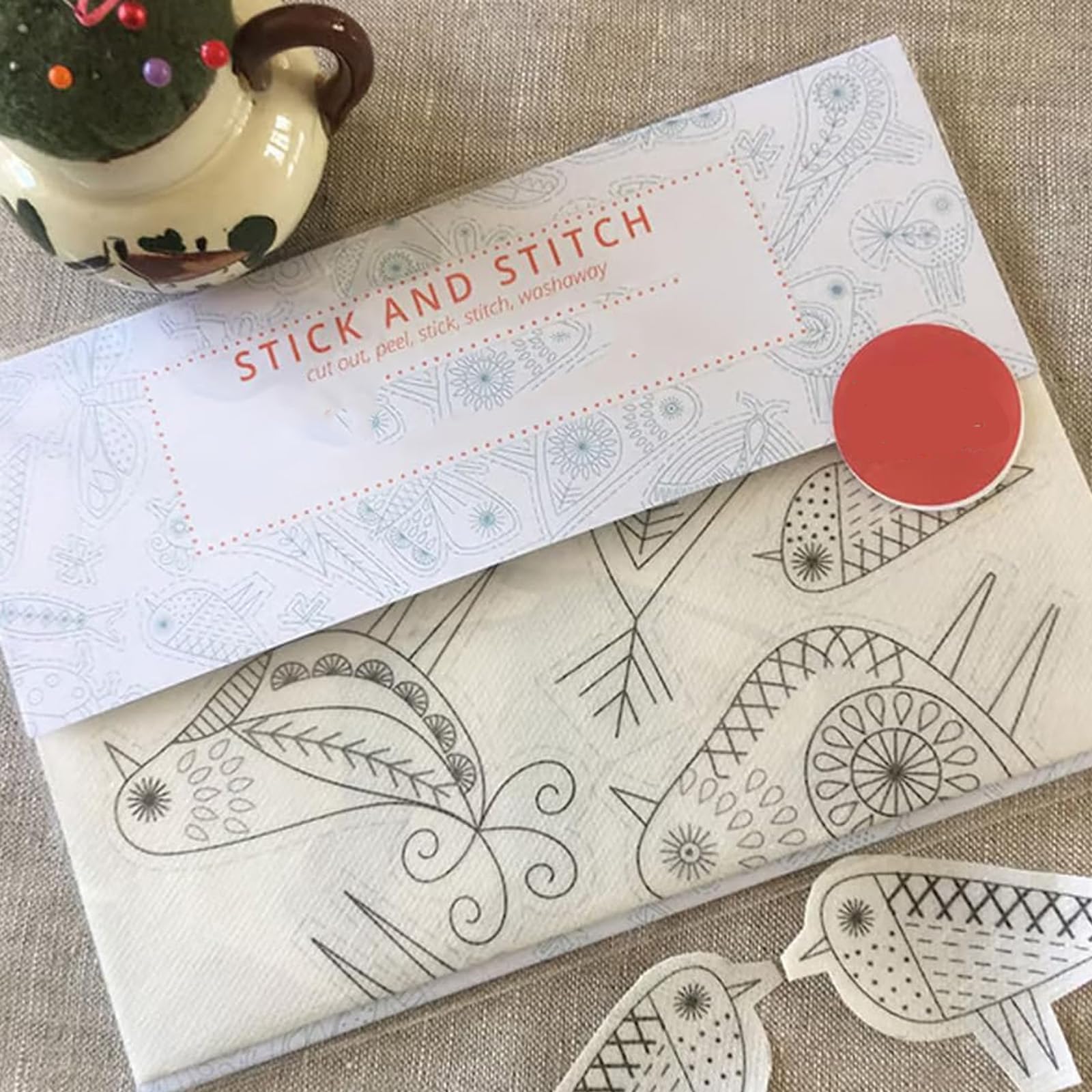 Water Soluble Embroidery Transfers,Water Soluble Embroidery Stabilizers Patterns, Stick Embroidery Paper with Pre-Printed Flower Butterflies for Hand Sewing Lover Beginners (Birds)