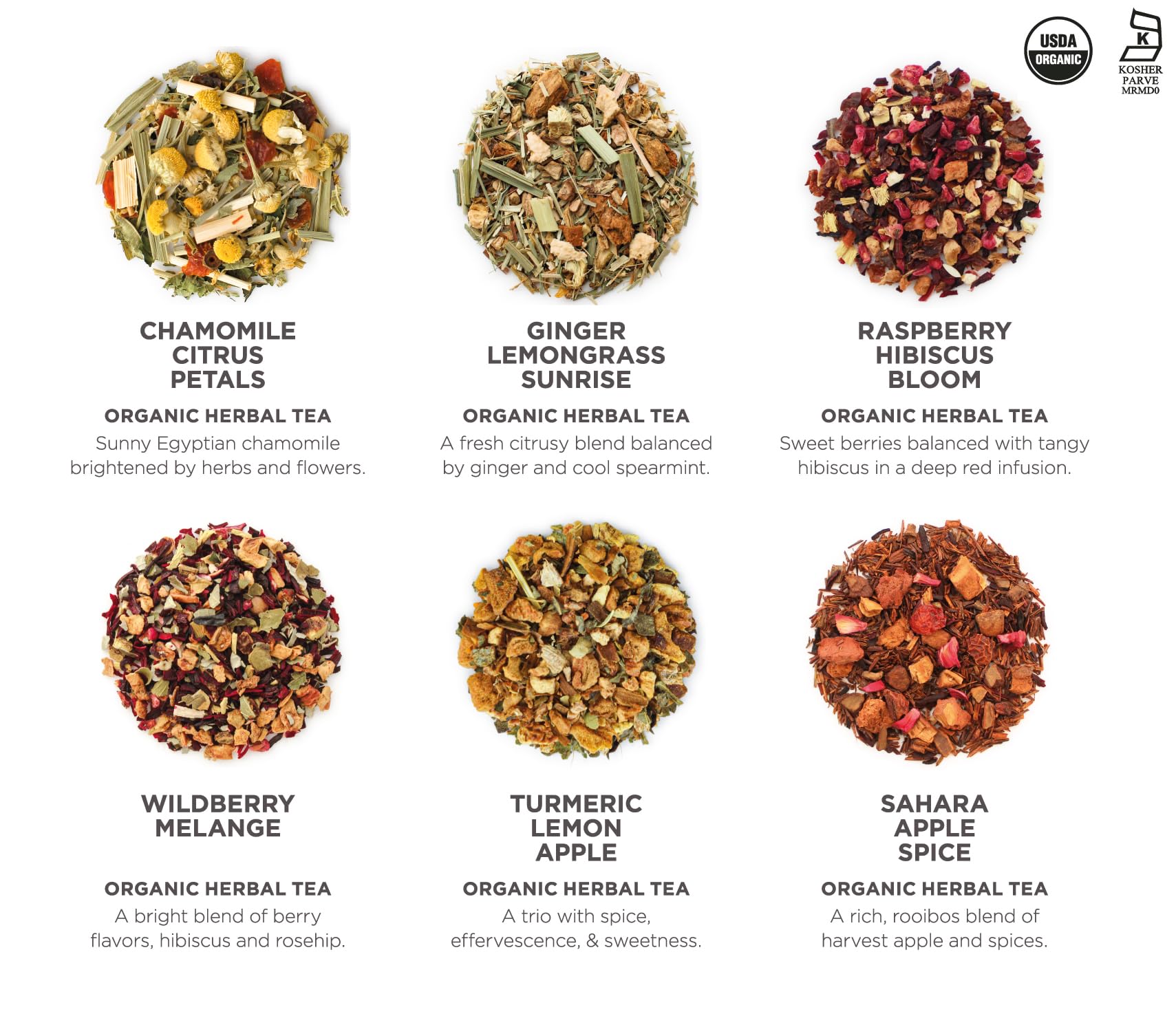 Teabloom Organic Herbal Oasis Pyramid Tea Presentation Box, 12 Assorted Herbal Tea Blends, USDA Certified Organic Whole-Leaf Pyramid Tea Sachets