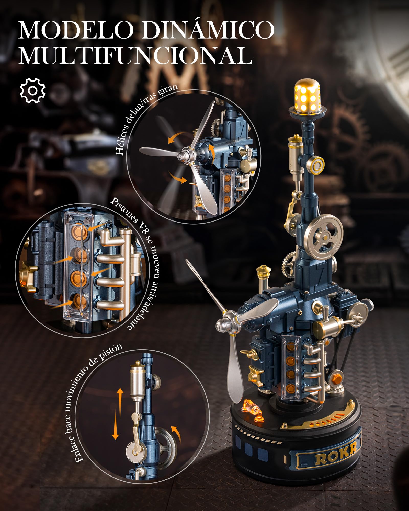 ROKR Puzzle 3D Modelo de Montaje Mecánico Torre Baliza Beacon Tower CGL04 | Maquetas para Construir Adultos Plástico Metal, Regalos DIY de Temática Industrial