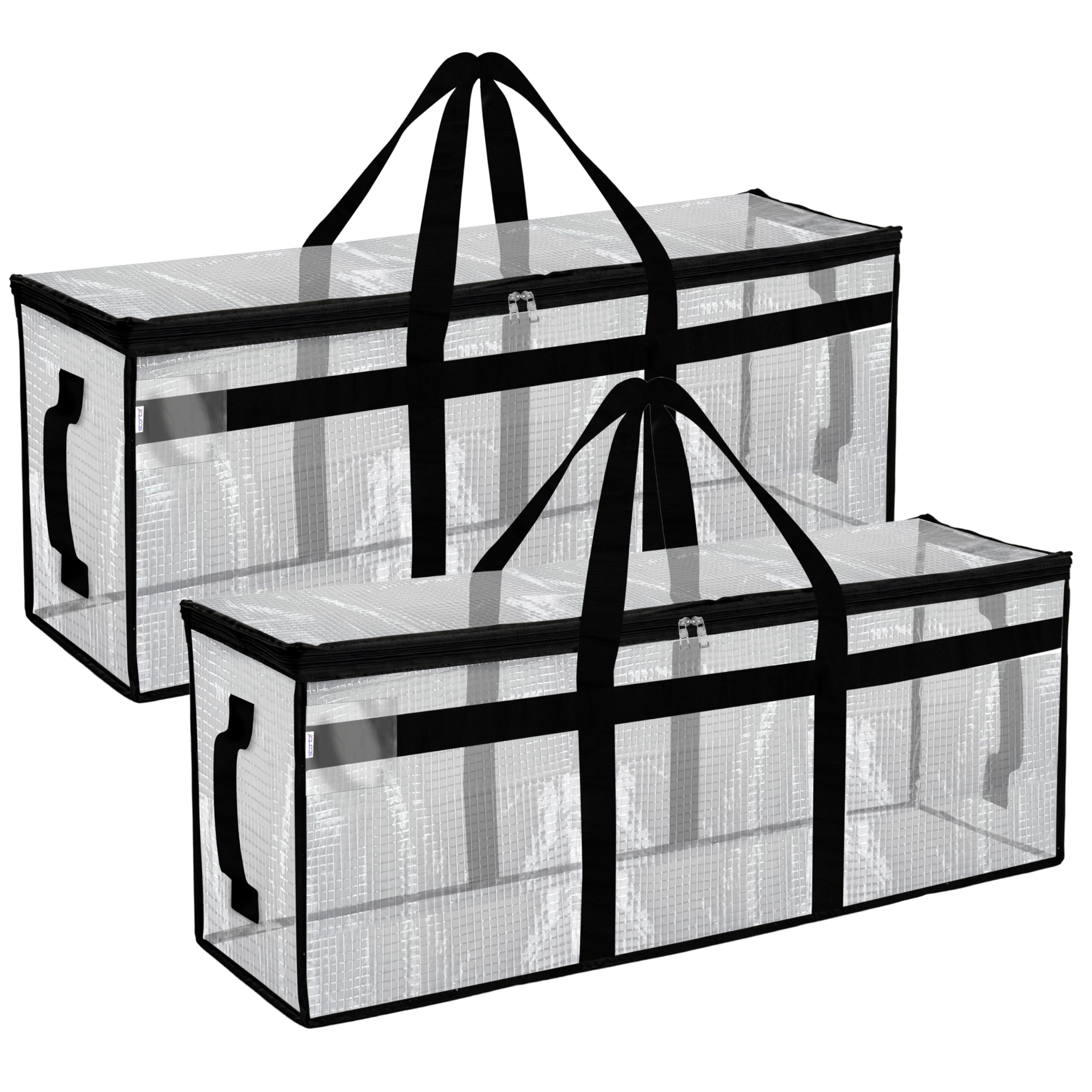 Storite 2 Pack Heavy Duty 80L Transparent Super Jumbo Underbed Storage Bag | Premium Multi-Purpose Moisture Proof Toys/Blankets/Stationery Paper/Clothes Storage Bag (84x26x37 cm)