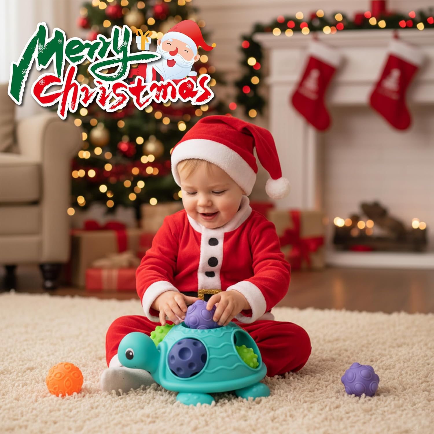 Sensory Balls Montessori Toys for Babies 6-12 Months, Baby Sensory Toys Turtle Toys Bright Color Textured Multi Soft Balls, BPA Free Ball for Toddlers 1-3 Teething Gifts