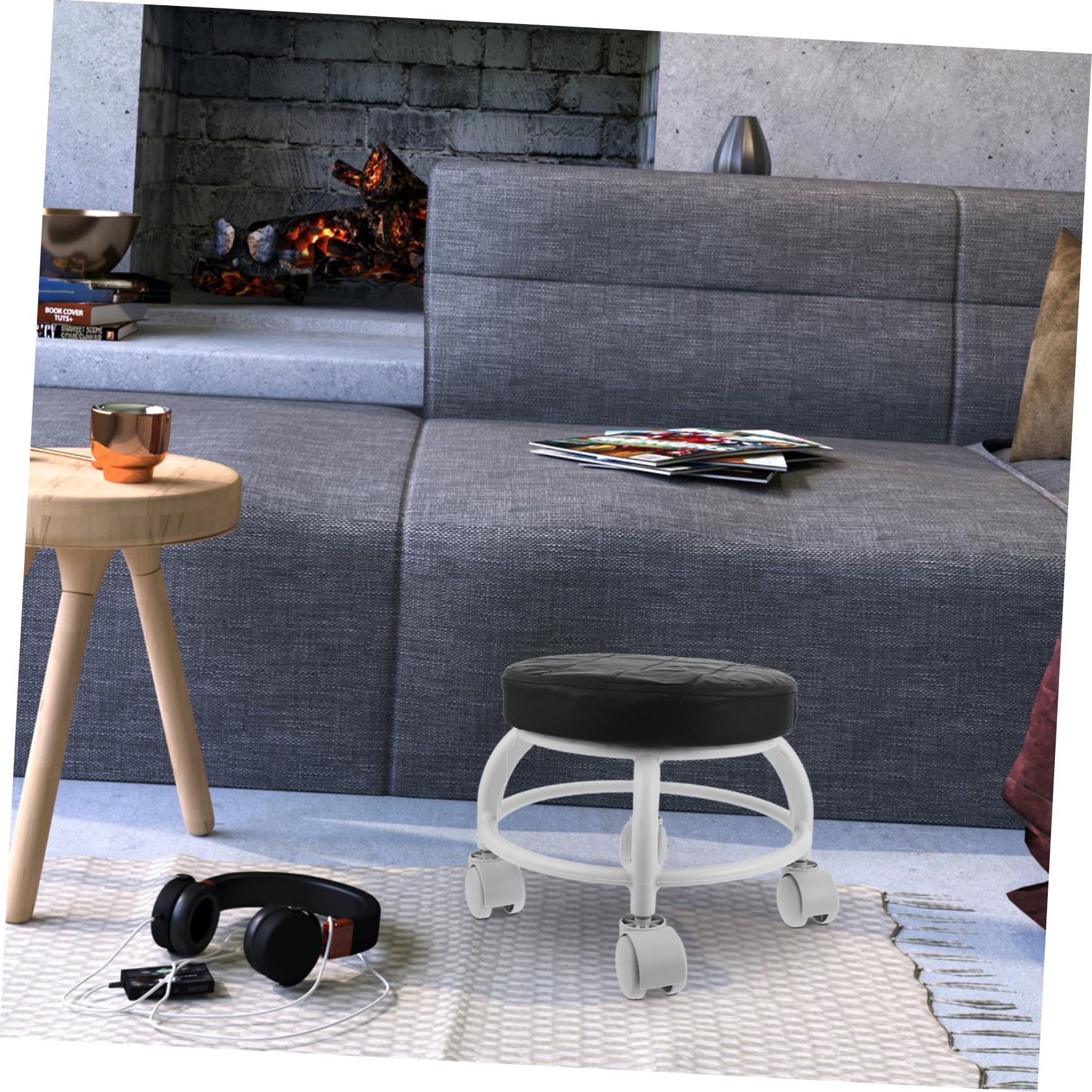 Taburete Pedicura con Ruedas de Alta Resistencia, Asiento Cómodo de PU y Plástico, Diseño Elegante y Versátil para Tratamientos de Belleza en Salones Color Aleatorio