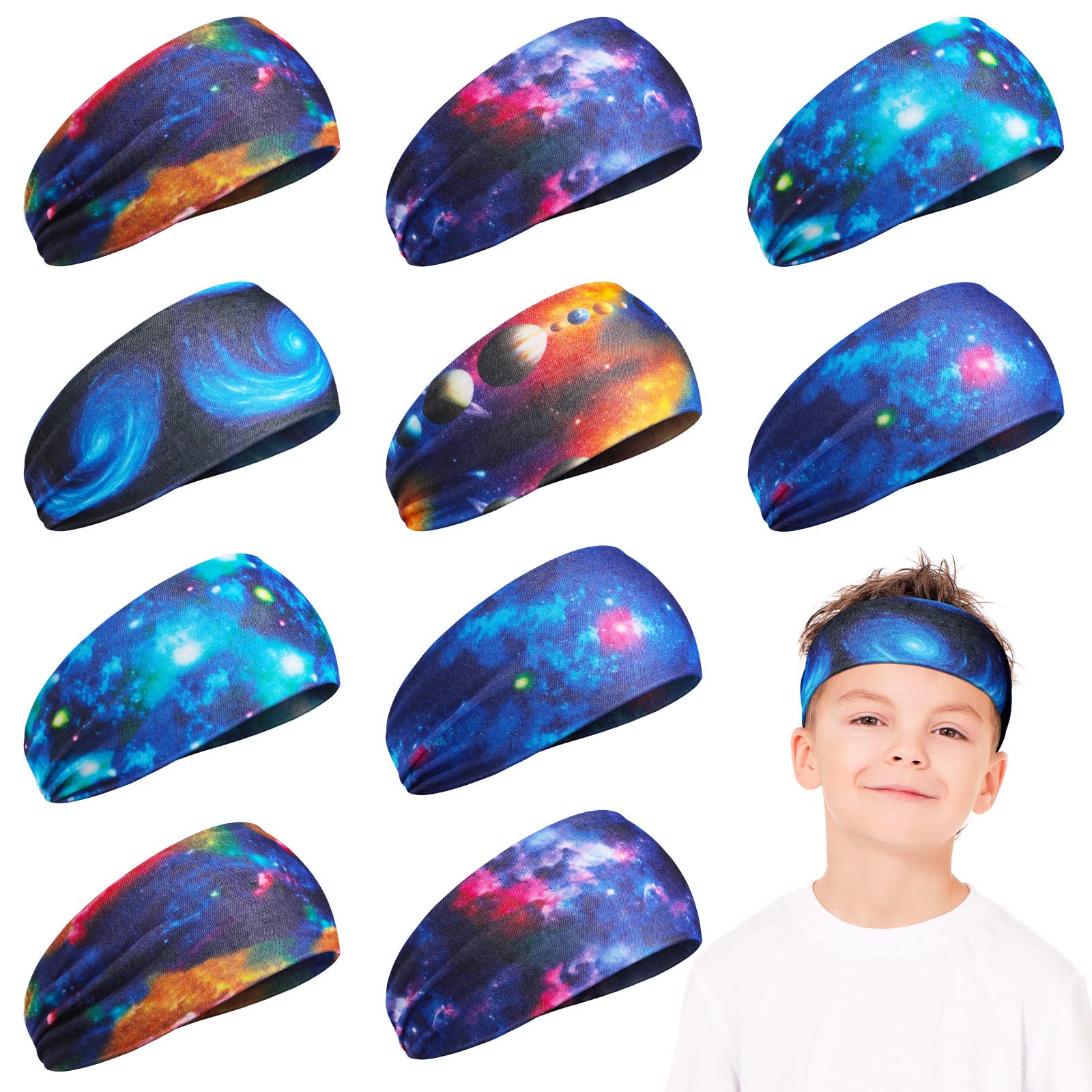Zhanmai 12 Pcs Kids Headbands 16 Inch Sweatbands