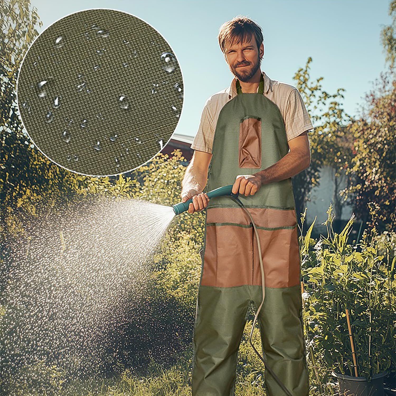 Tablier De Jardinage Jardinier Costume Garden Apron - 1 pièce, Vert, Jardin Protection Tablier, Imperméable Avec Poches, pour Multi Usage Jardinage, Nettoyage et Travail du Bois