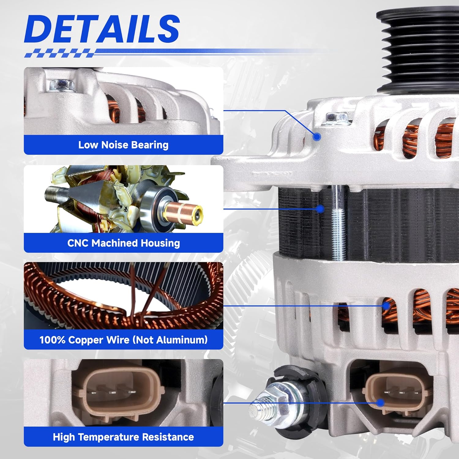 Alternator For/Nissan Murano 2009-2014,Maxima 2009-2014 2016-2020,Quest 2011-2017 3.5L V6, 12V 130Amp CW 7-Groove Pulley Upgraded High Output Alternador 23100-1AA1A