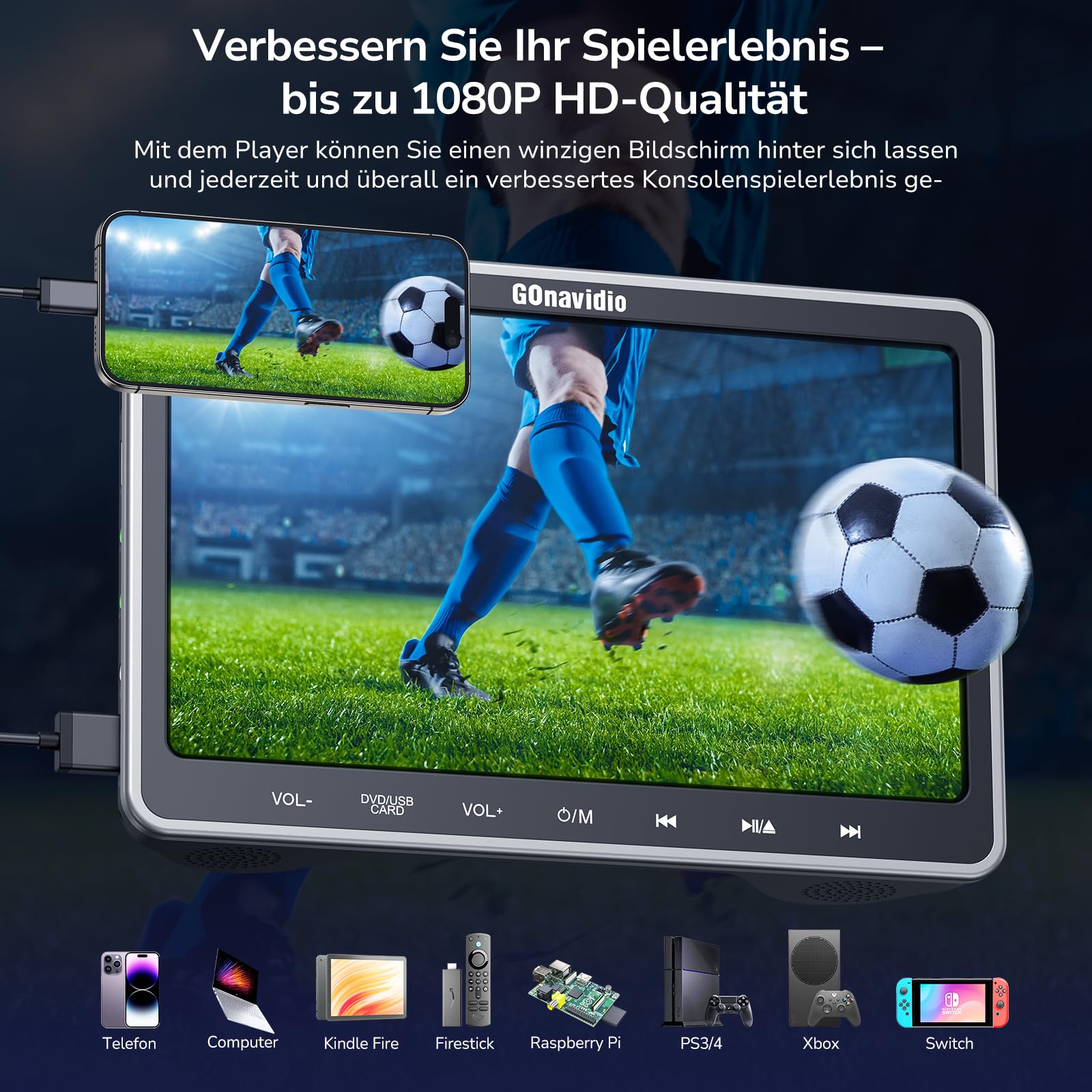 GOnavidio 10,5" DVD Player Auto 2 Bildschirme
