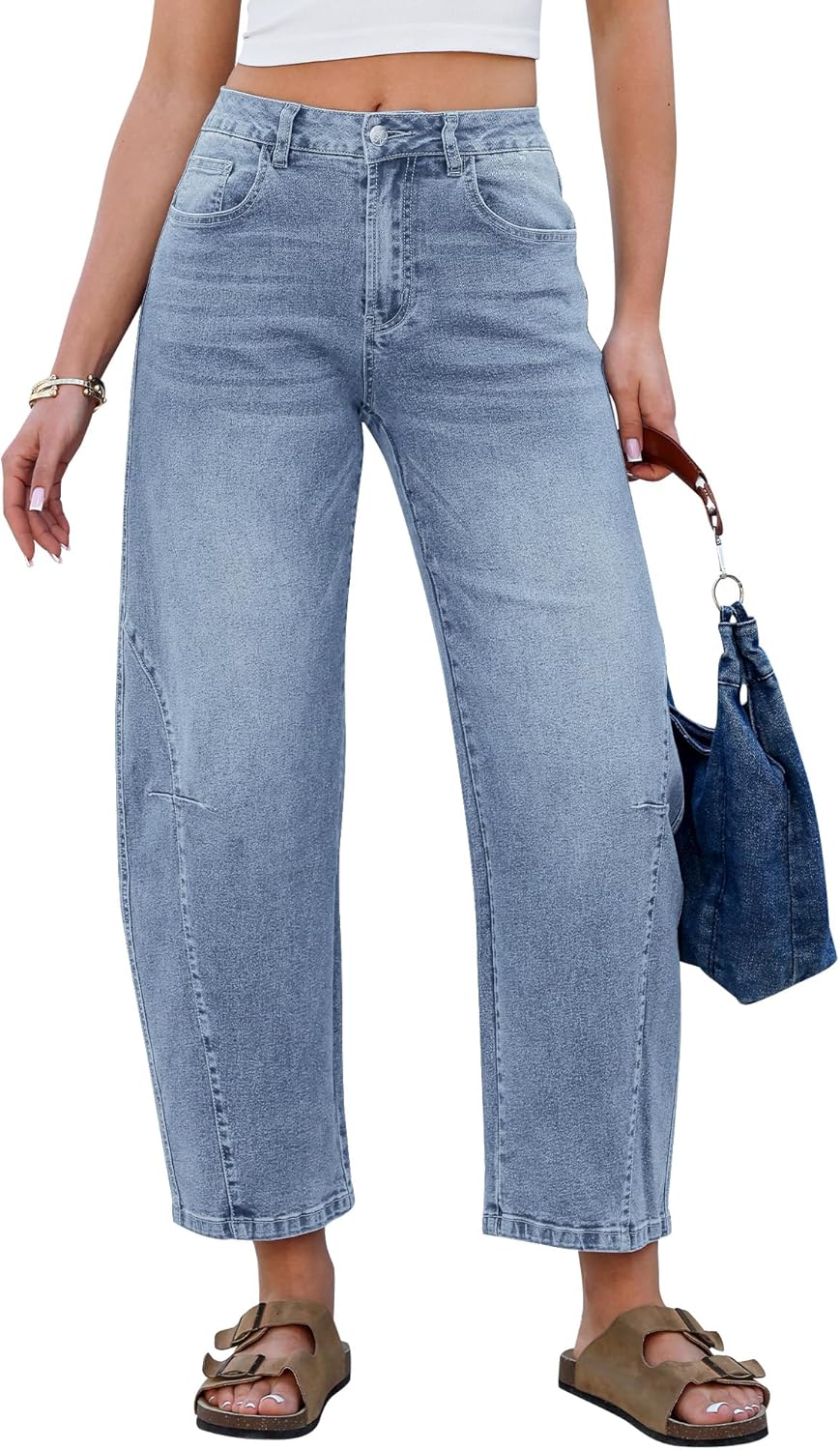 Elevate Your Wardrobe with GRAPENT's Trendy High Waisted Barrel Jeans!