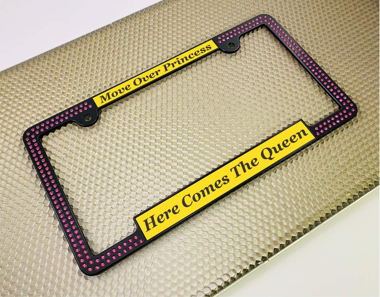 Crystals - Custom Personalized Black Metal Car License Plate Frame with Pink Cr - Picture 47 of 132