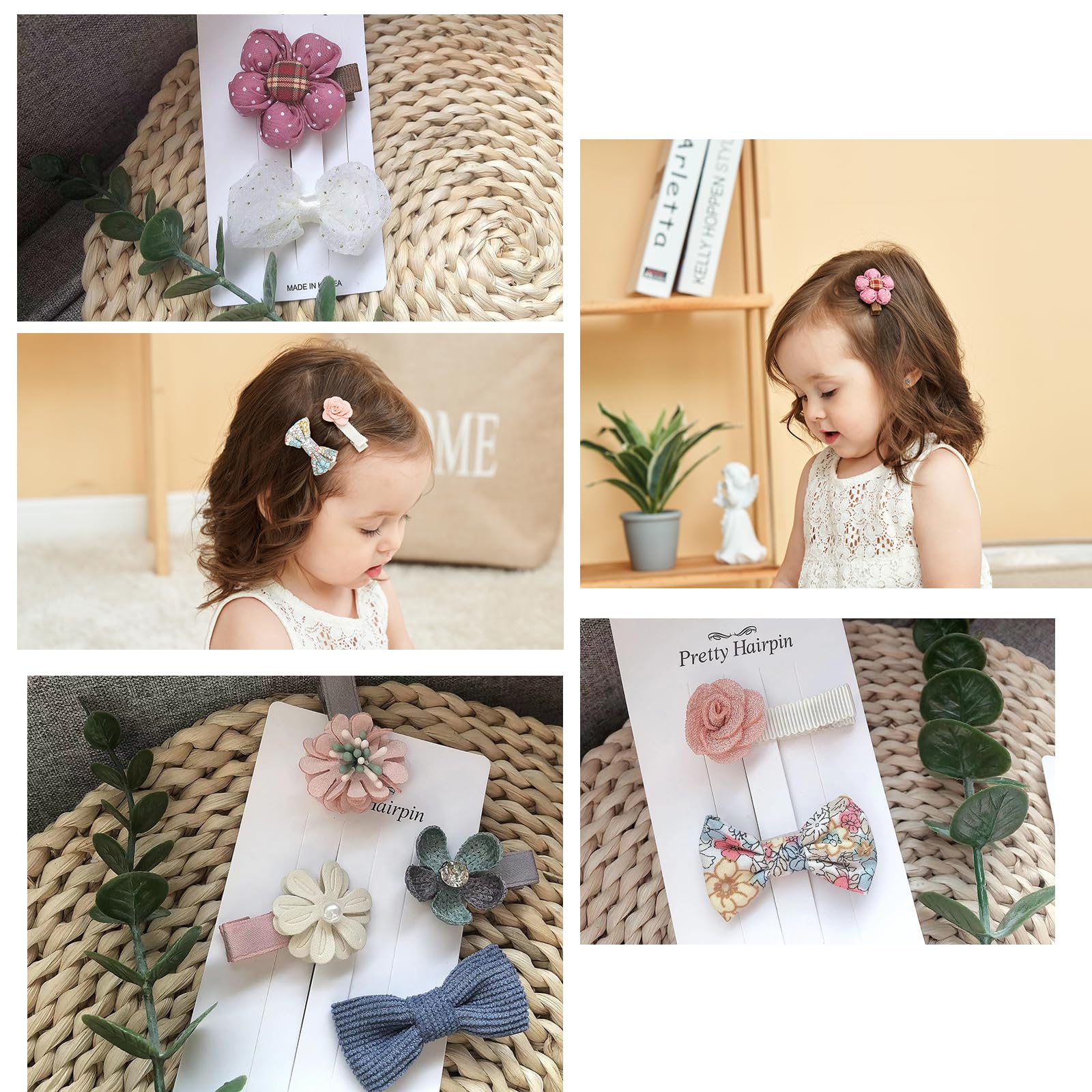 16 Clip Per Capelli Con Fiocco Bambina - 8 Paia Colorate - Foto 6