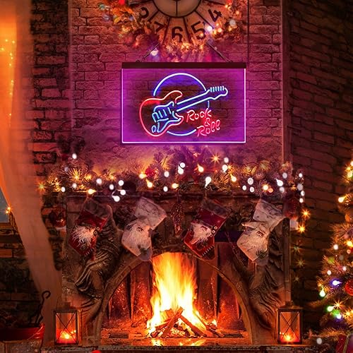 Miniatura 2 de ADVPRO Rock & Roll - Letrero de neón LED de doble color para guitarra eléctrica, banda de música, azul y rojo, 16 x 12 pulgadas, st6s43-i2303-br