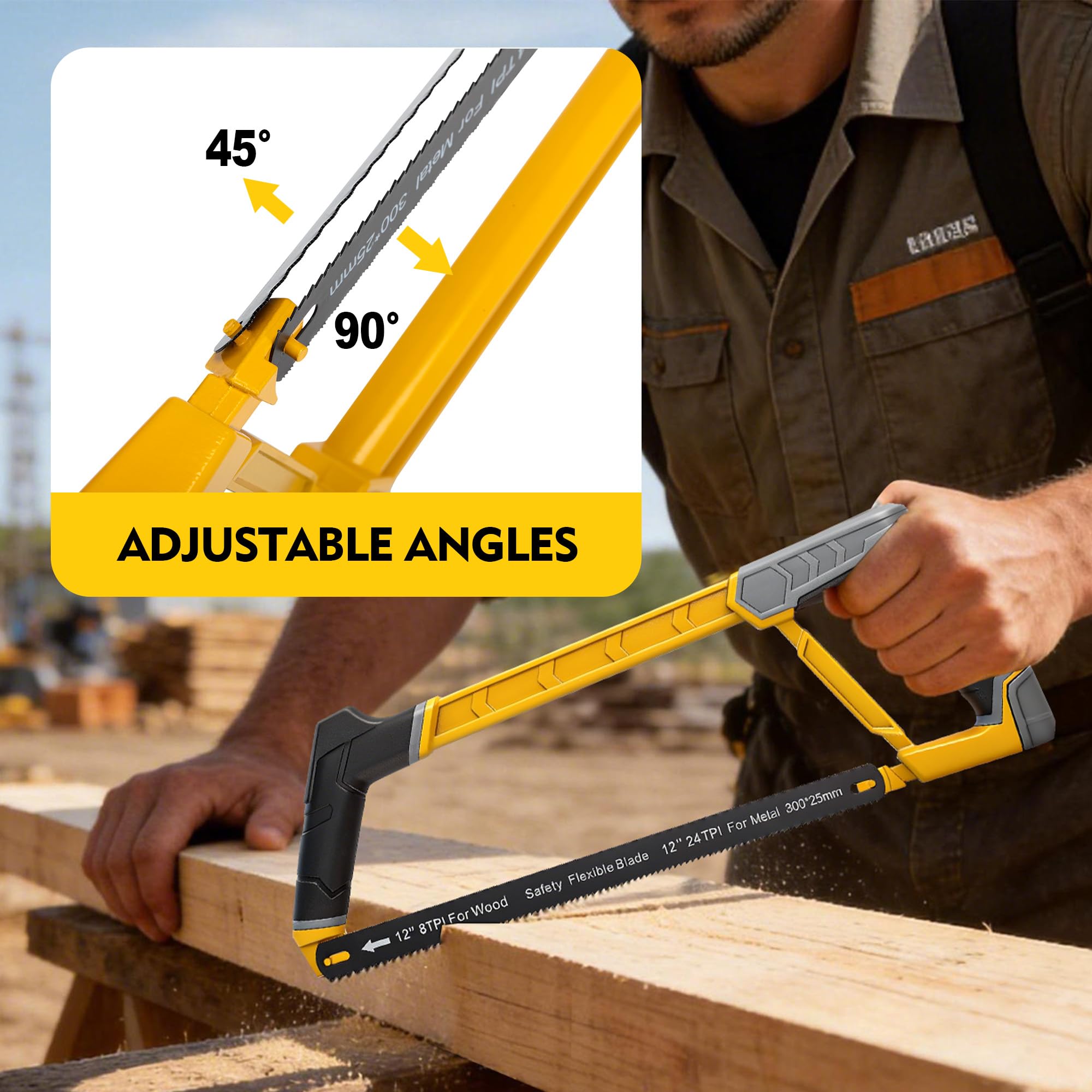 AIRAJ Hacksaw Set, 10 Inch Pruning Saw, 12 Inch Hacksaw And 13 Inch Handsaw, With 9 Interchangeable Blades And Metal Mitre Multifunctional Hacksaw Set Suitable For Metal Wood And Pvc Pipes AIRAJ Hacksaw Set, 10 Inch Pruning Saw, 12 Inch Hacksaw And 13 Inch Handsaw, With 9 Interchangeable Blades And Metal Mitre Multifunctional Hacksaw Set Suitable For Metal Wood And Pvc Pipes