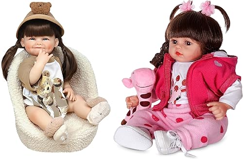 Muñecas de bebé Reborn de 18 pulgadas, paquete de 2, muñeca de bebé realista con accesorios completos de muñeca de bebé, brazos y piernas movibles