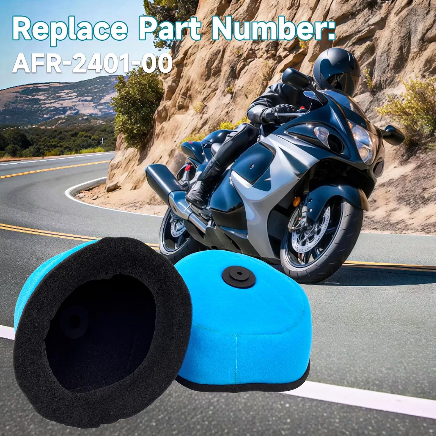 2 Pack AFR-2401-00 Dirt Bike Air Filter Compatible with Yamaha YZ125 YZ250 YZ250F YZ400F YZ426F YZ450F, for Suzuki RM125 RM250 RMZ250 RMZ450 RMX450Z, Dual Stage Foam Racing Oils ProFilter