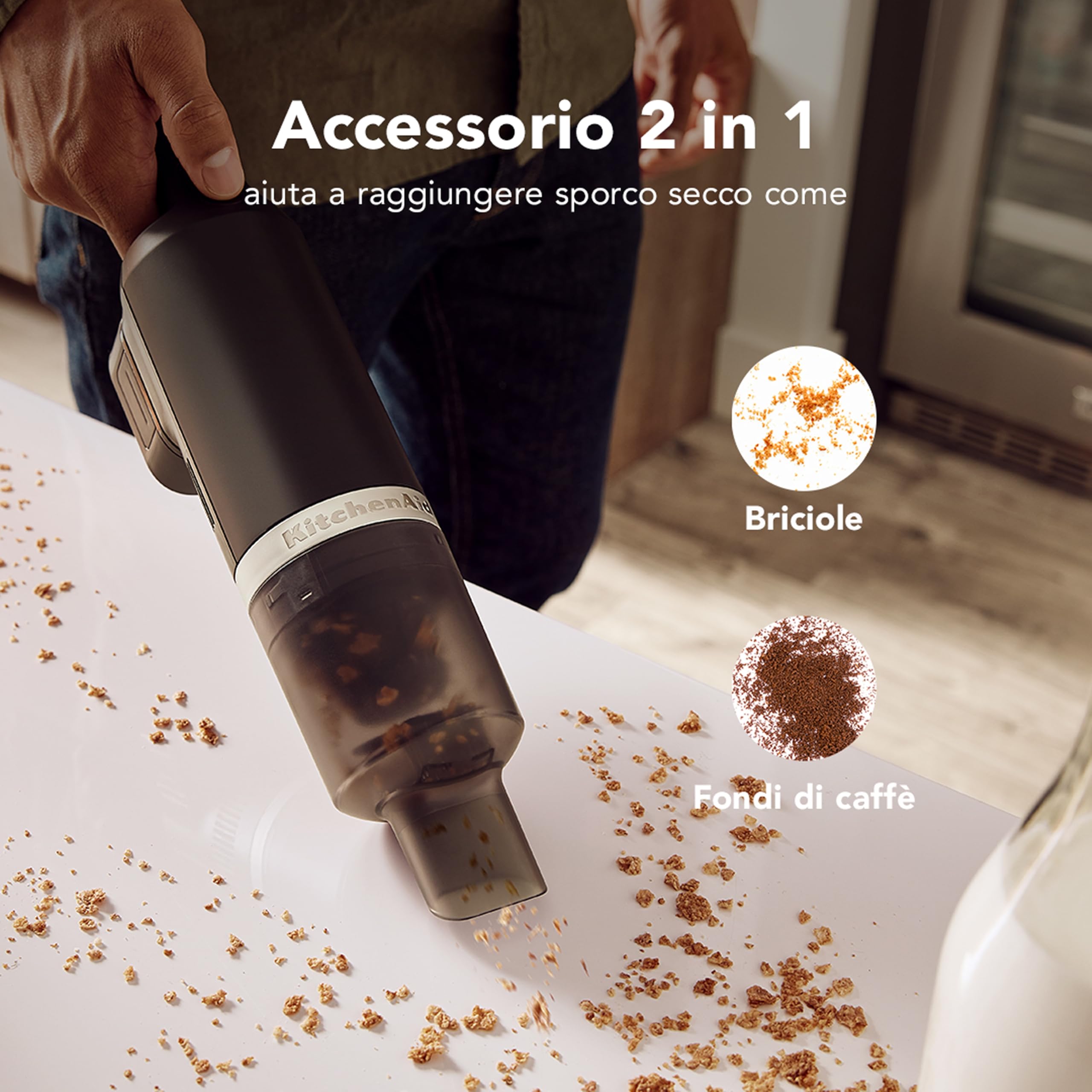 KitchenAid Aspirateur à Main sans Fil - Go Cordless - Léger - Suceur étroit et Accessoire 2-en-1 - sans Batterie - Noir