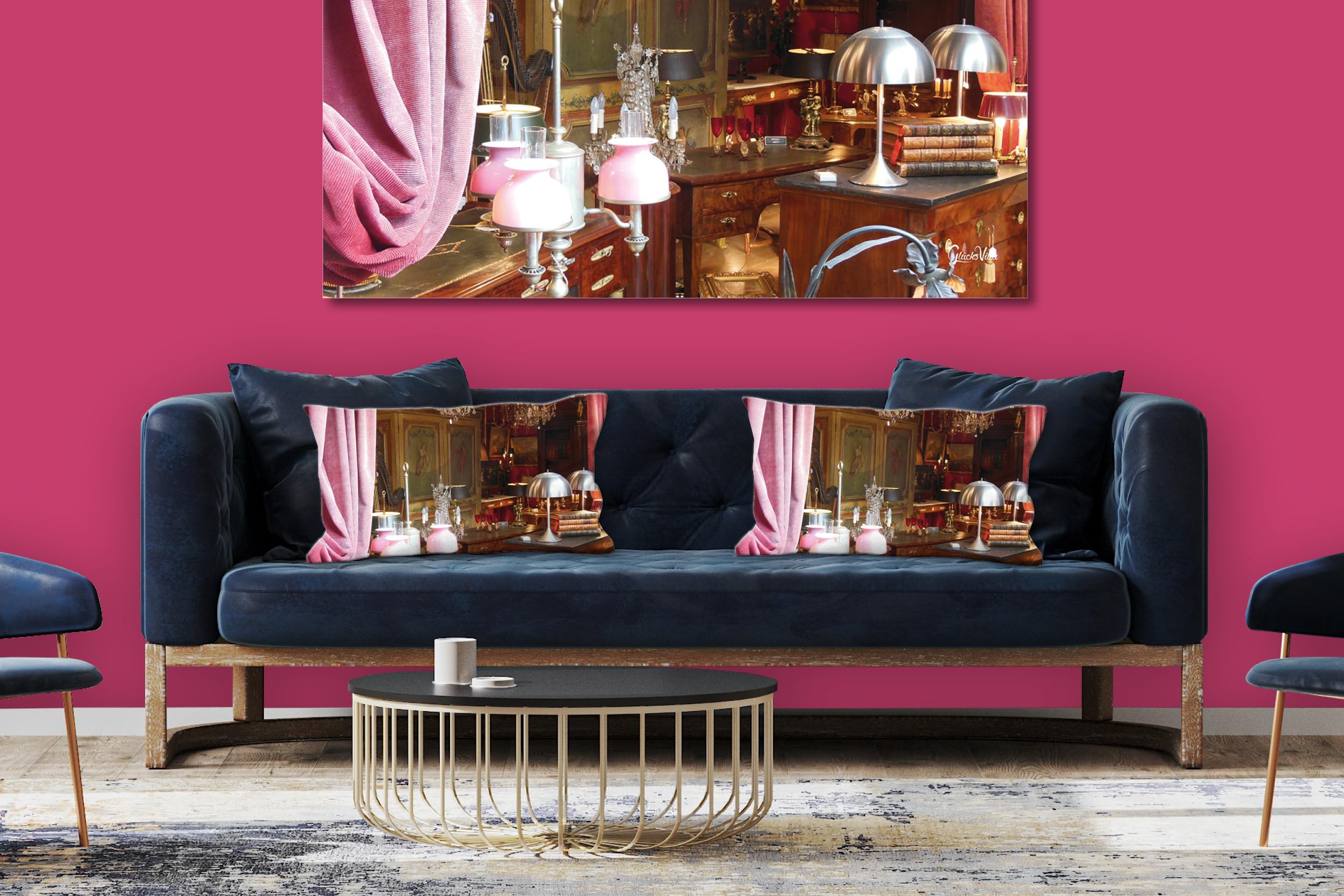 Alte Zeiten - Foto-Kissen-Hülle Set (2 STK.) 80 x 40 cm | Kissen-Bezüge - passend zu Wandbild - Deko-Kissen - Paris Romantik Nostalgie