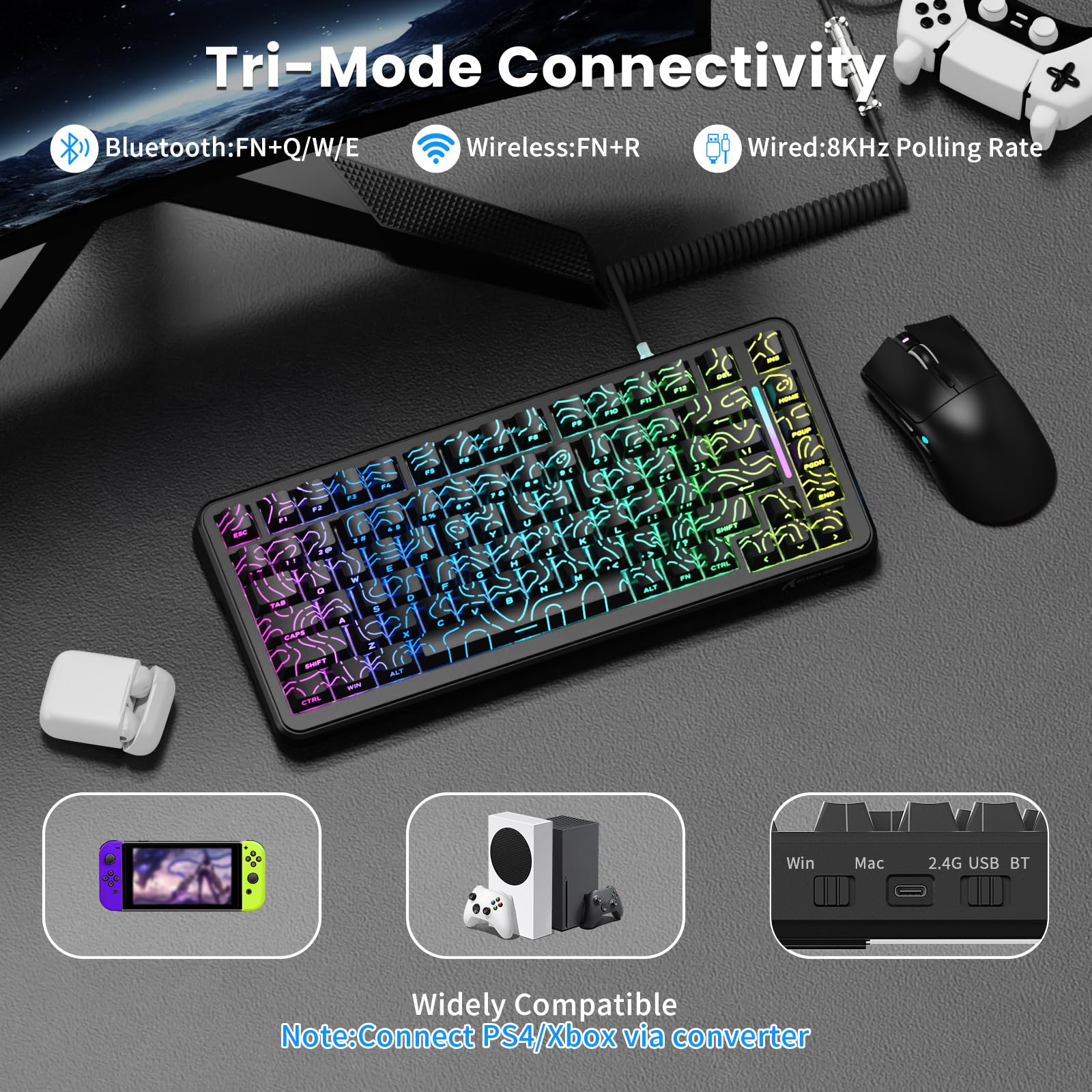 Amazon.com: ATTACK SHARK X82 PRO HE Magnetic Gaming Keyboard,8KHz
