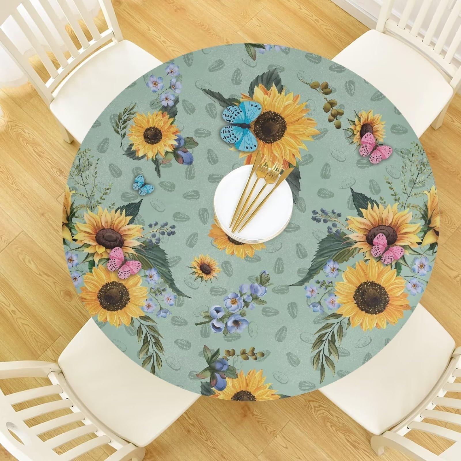Artoid Mode Tovaglia Primaverile con Fiori e Farfalle, Rettangolare 140x110 cm Copritavola Decorativo Estivo Protettore Per Feste Decorazioni Tavola Casa