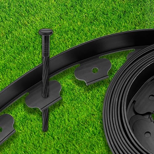 Miniatura 3 de ELECLAND 160 estacas de plástico para bordes de 8 pulgadas, picos de anclaje de nailon en espiral para bordes de pavimentación, barrera de malezas,