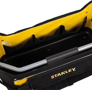 STANLEY 20in Open Tool Tote Bag, Multi-Pocket Storage Organiser, 1-70-319 | Rigid Waterproof base, Adjustable Shoulder Strap, Aluminium Carry Handle, 15kg Load Capacity, 22L Volume