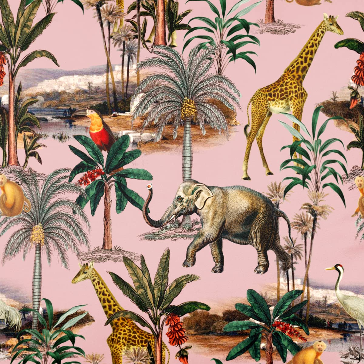 Izabela Peters Rosewater Luxury Upholstery Curtain Fabric - Eco-Friendly Velvet - Designer Blind, Craft, Sewing Fabric By The Metre - Safari Voyage - 1 Metre