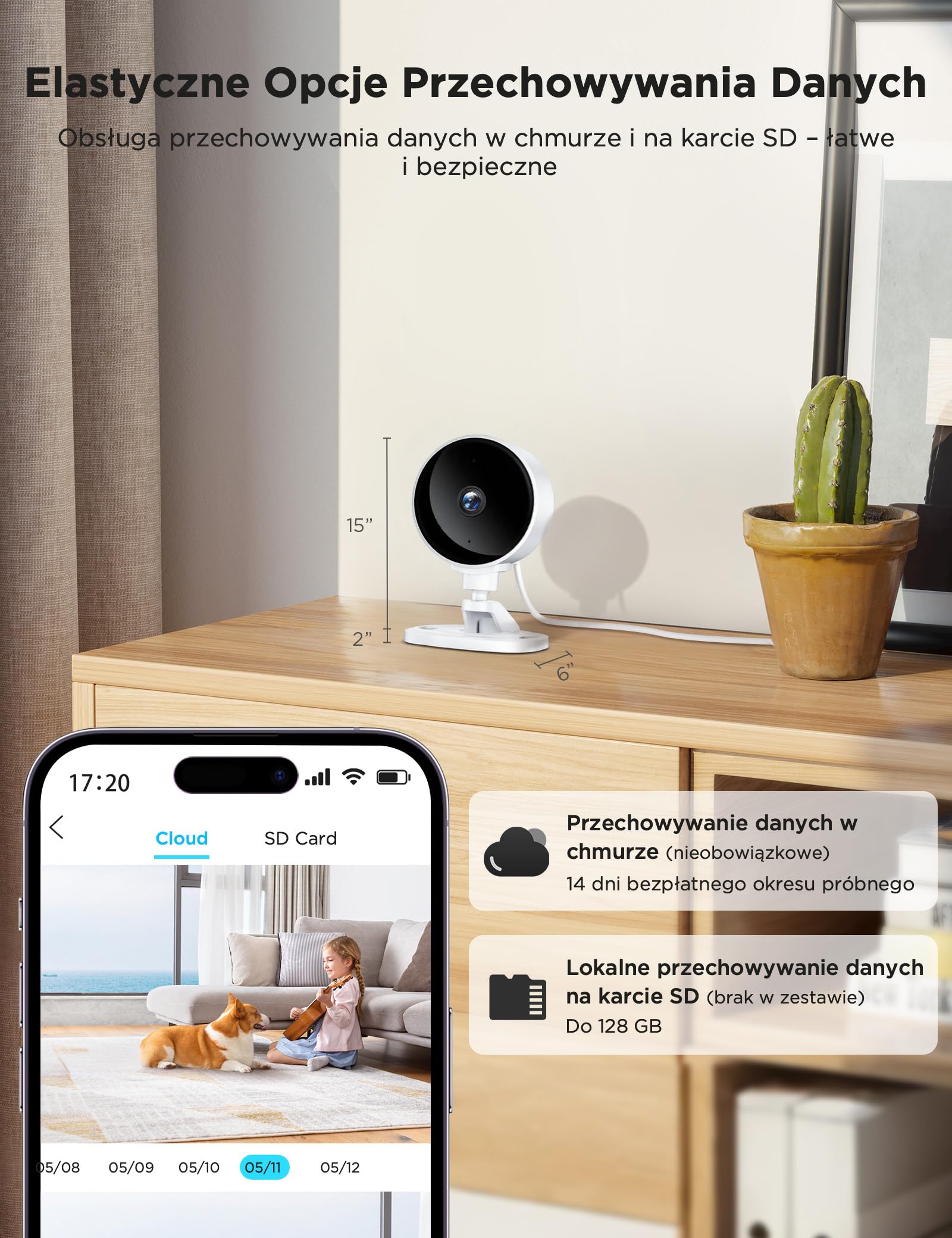 WOLFANG Kamera wewnętrzna 1080P kamera bezpieczeństwa 2 opakowania kamery CCTV House Security-2, wykrywanie ruchu/dźwięku, domowa kamera bezpieczeństwa, 2-drożny dźwięk, noktowizor, alarm w