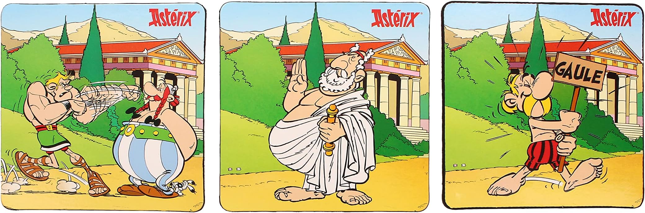 SD Toys Asterix Olympic Games Coasters, Cork, Multicoloured, 3 x 9 x 9 cm, Pack of 6